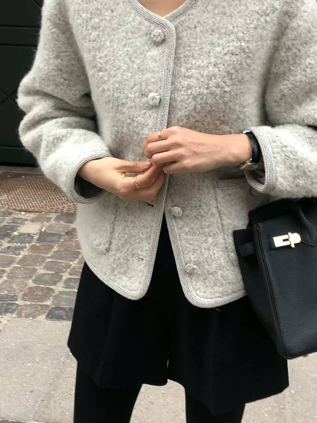 Ounce erin alpaca boucle tweed jacket-2col