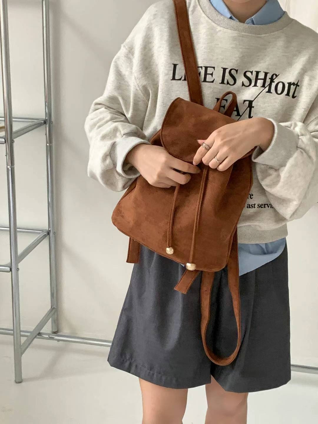 Riley suede backpack-3col