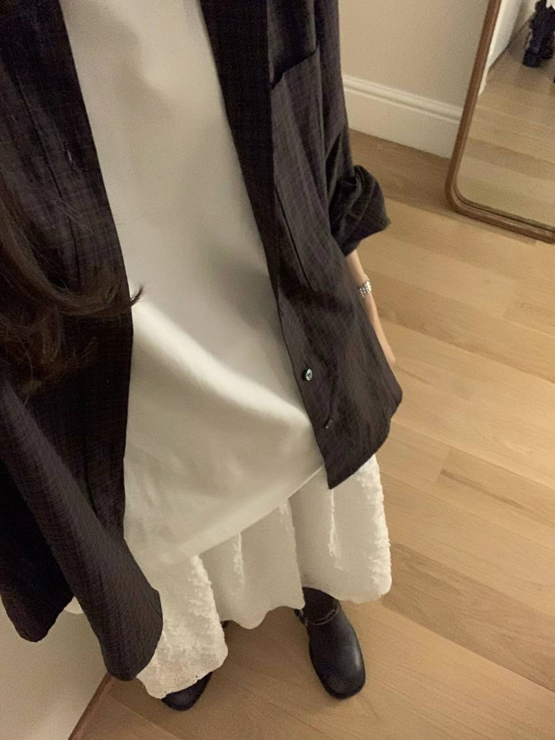 Ounce check pocket boxy shirt-2col