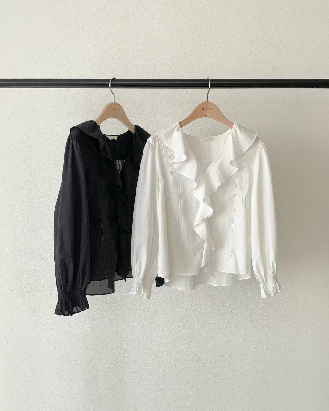 Ounce ruffle lace blouse-2col