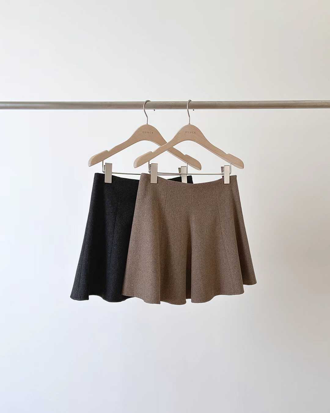 Ounce wool flare mini skirt-2col
