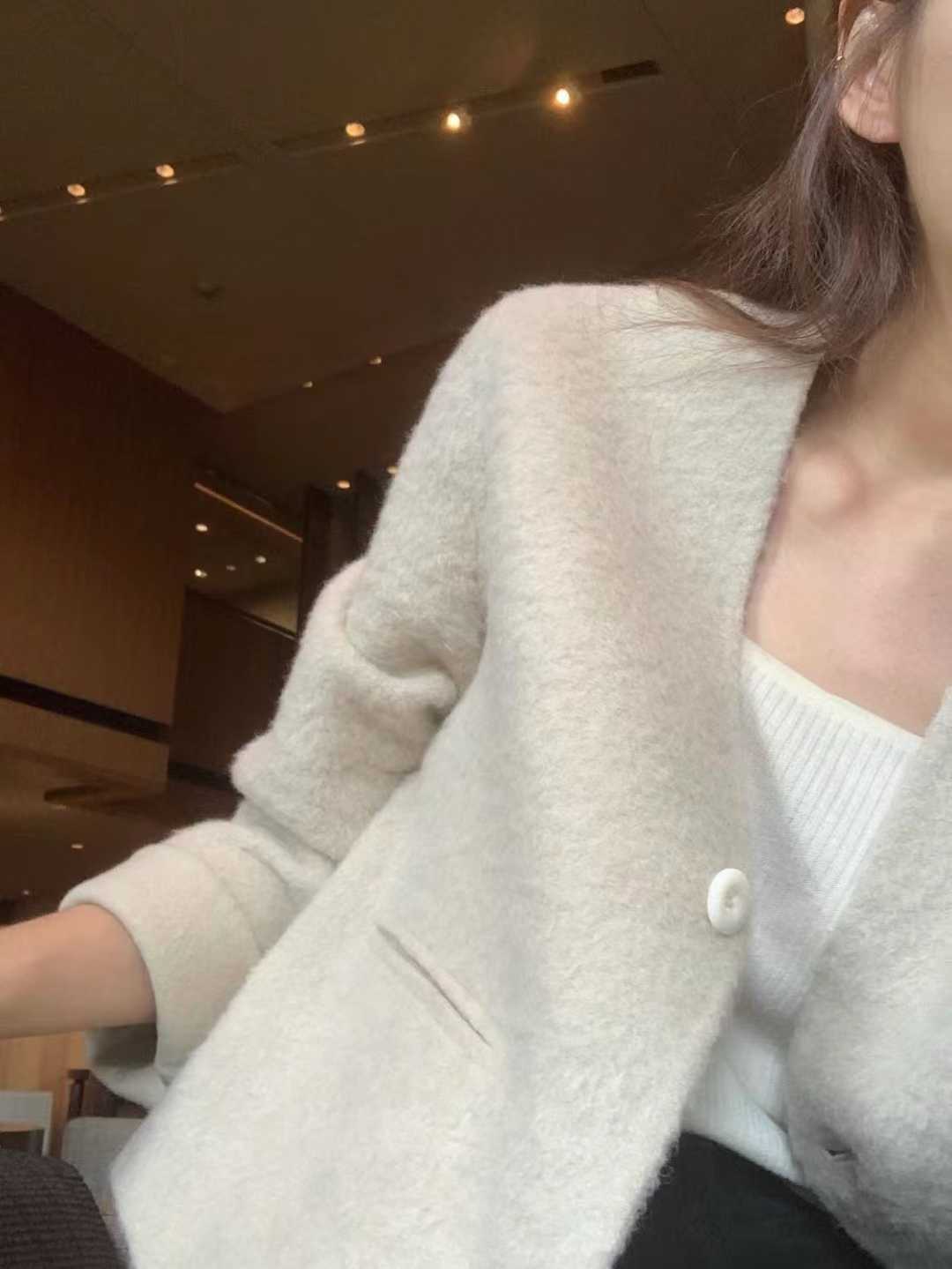 Ounce HM baby alpaca no collar short coat-2col