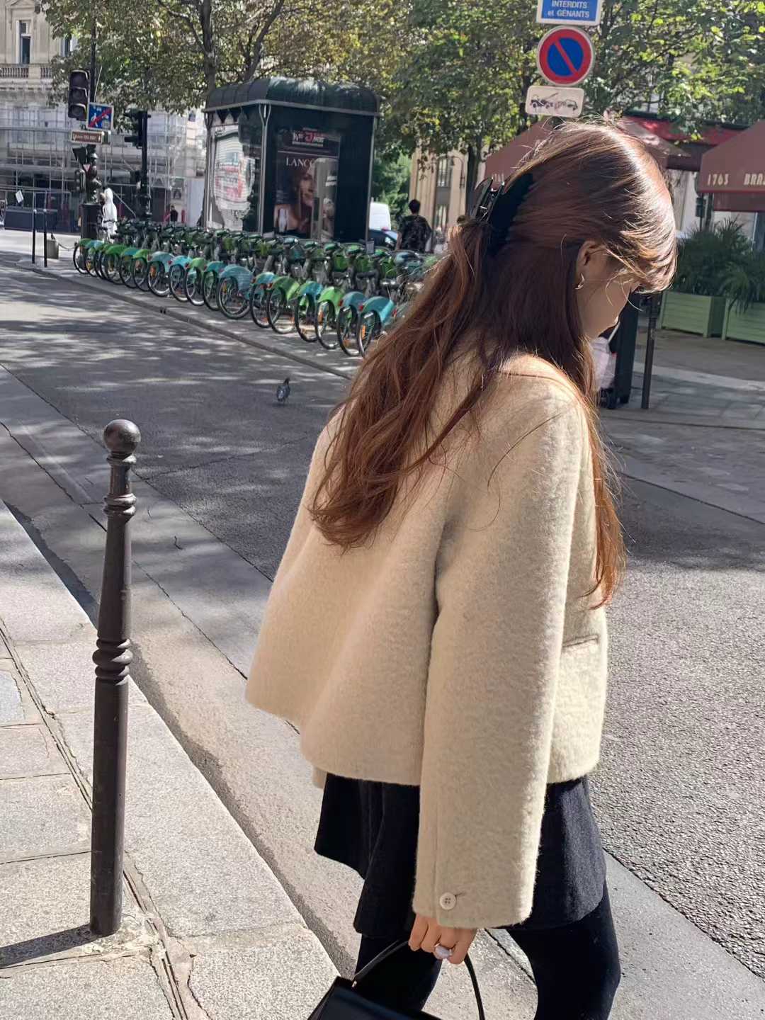 Ounce HM baby alpaca no collar short coat-2col