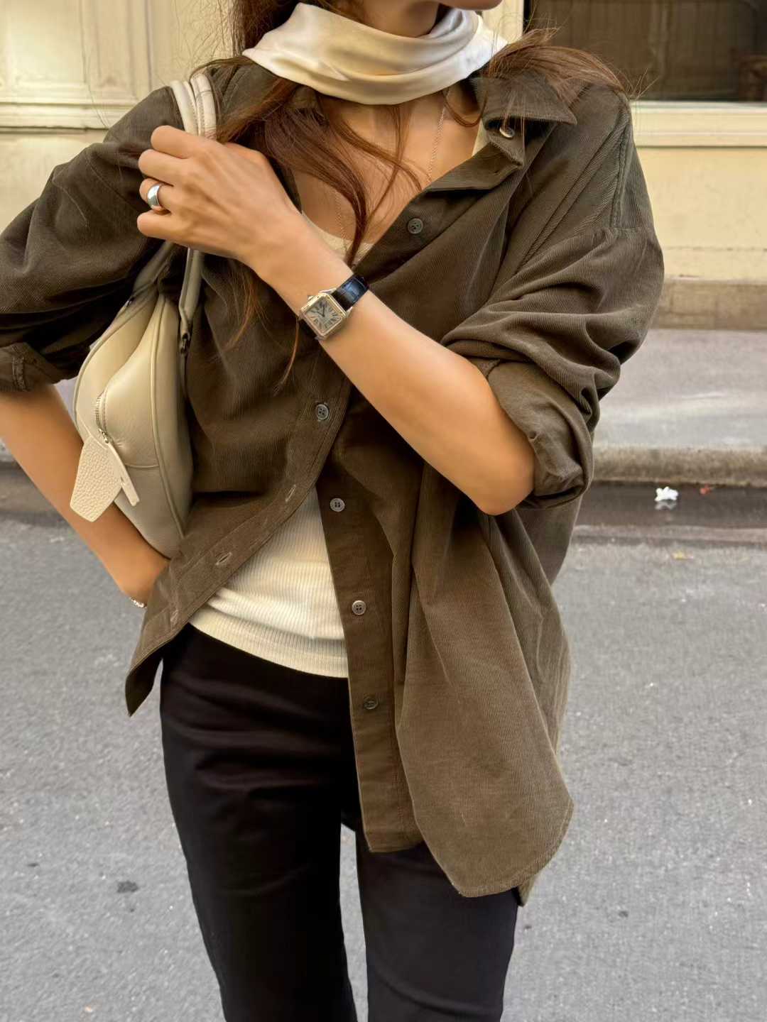 Ounce corduroy boxy shirt-2col
