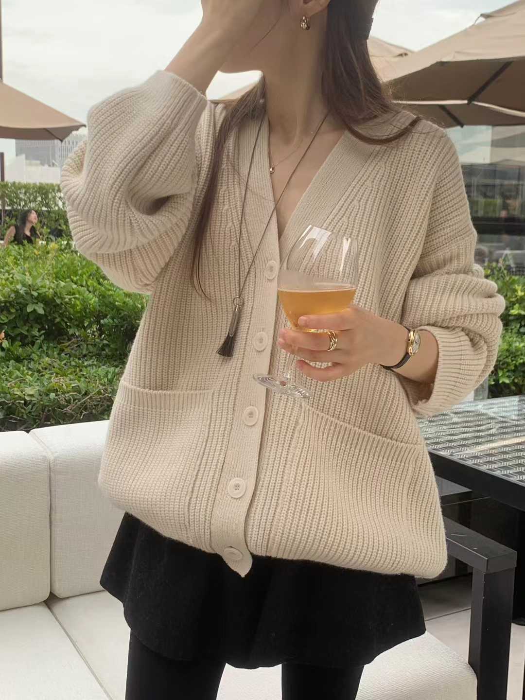 Ounce loose hachi cardigan-2col