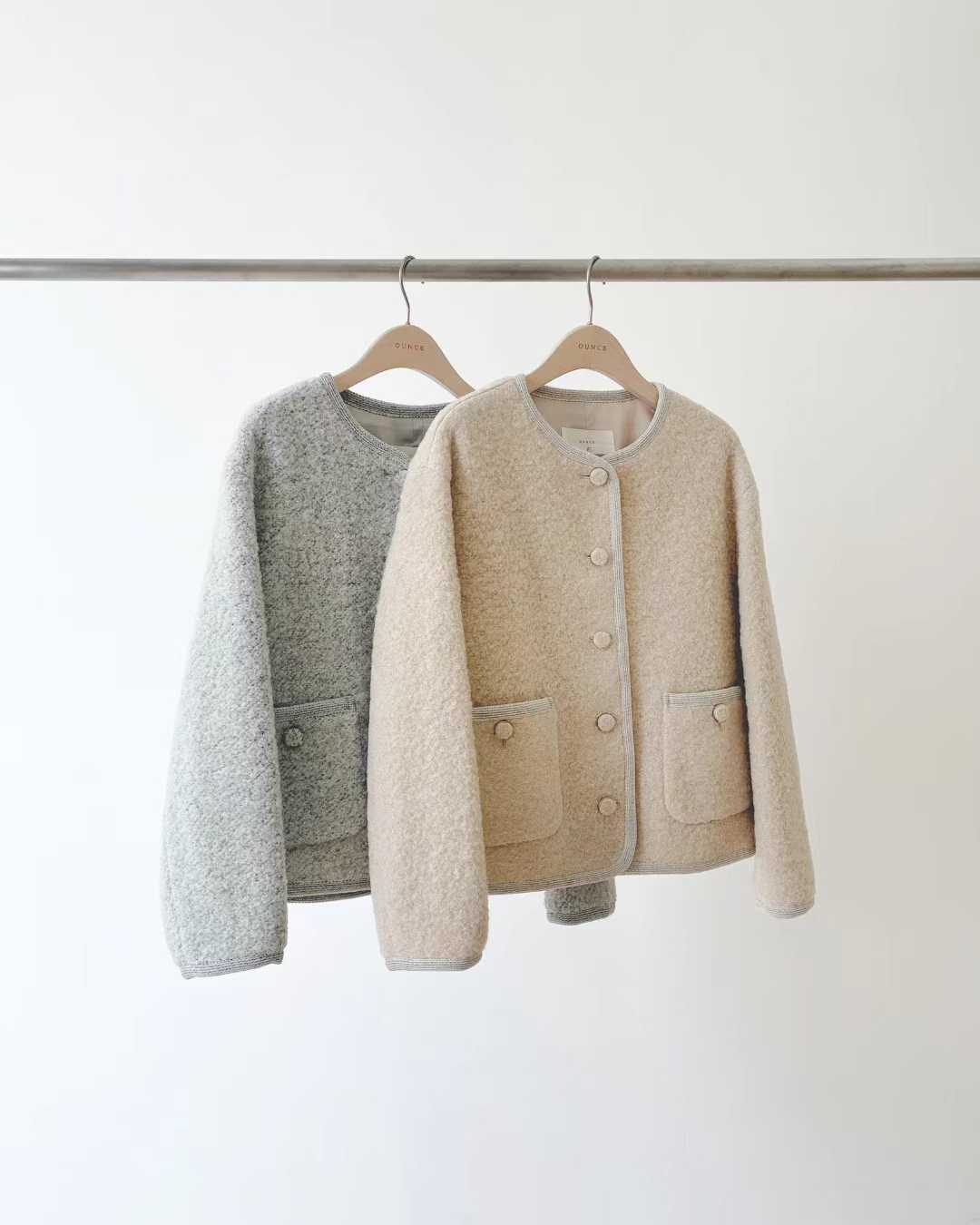 Ounce erin alpaca boucle tweed jacket-2col