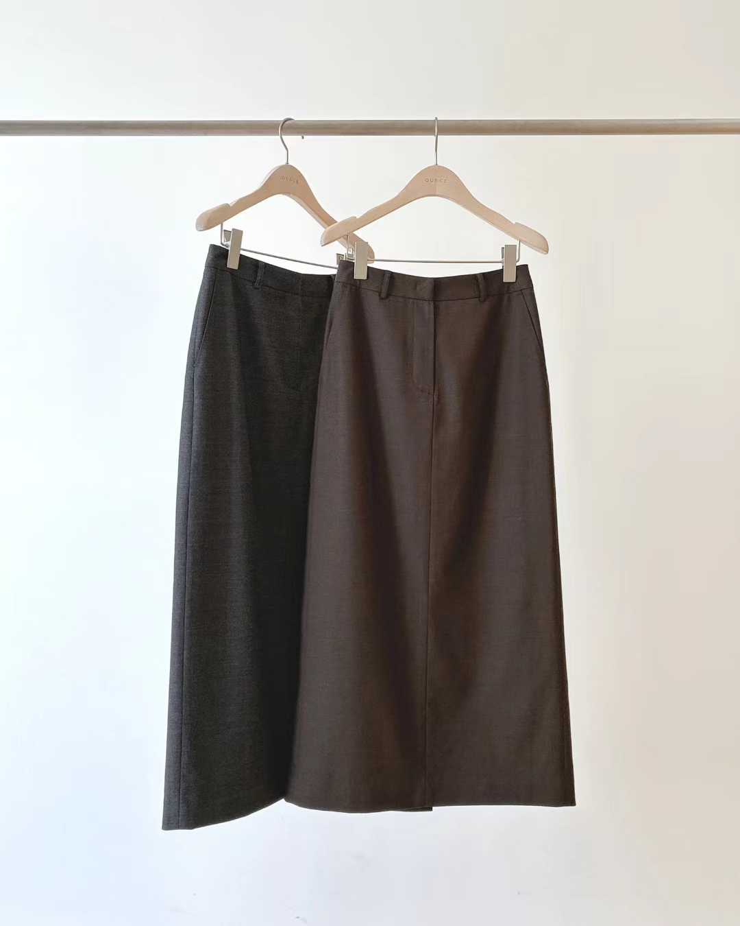 Ounce wool maxi skirt-2col