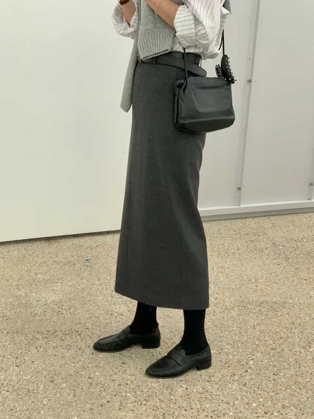 Ounce wool maxi skirt-2col