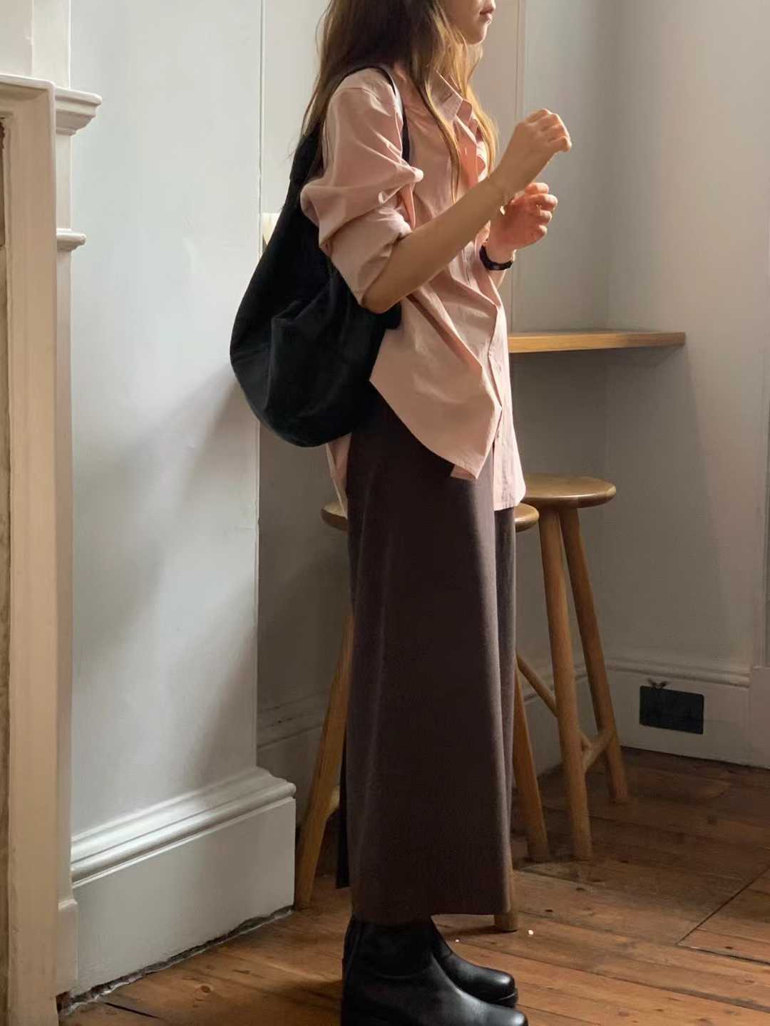Ounce wool maxi skirt-2col