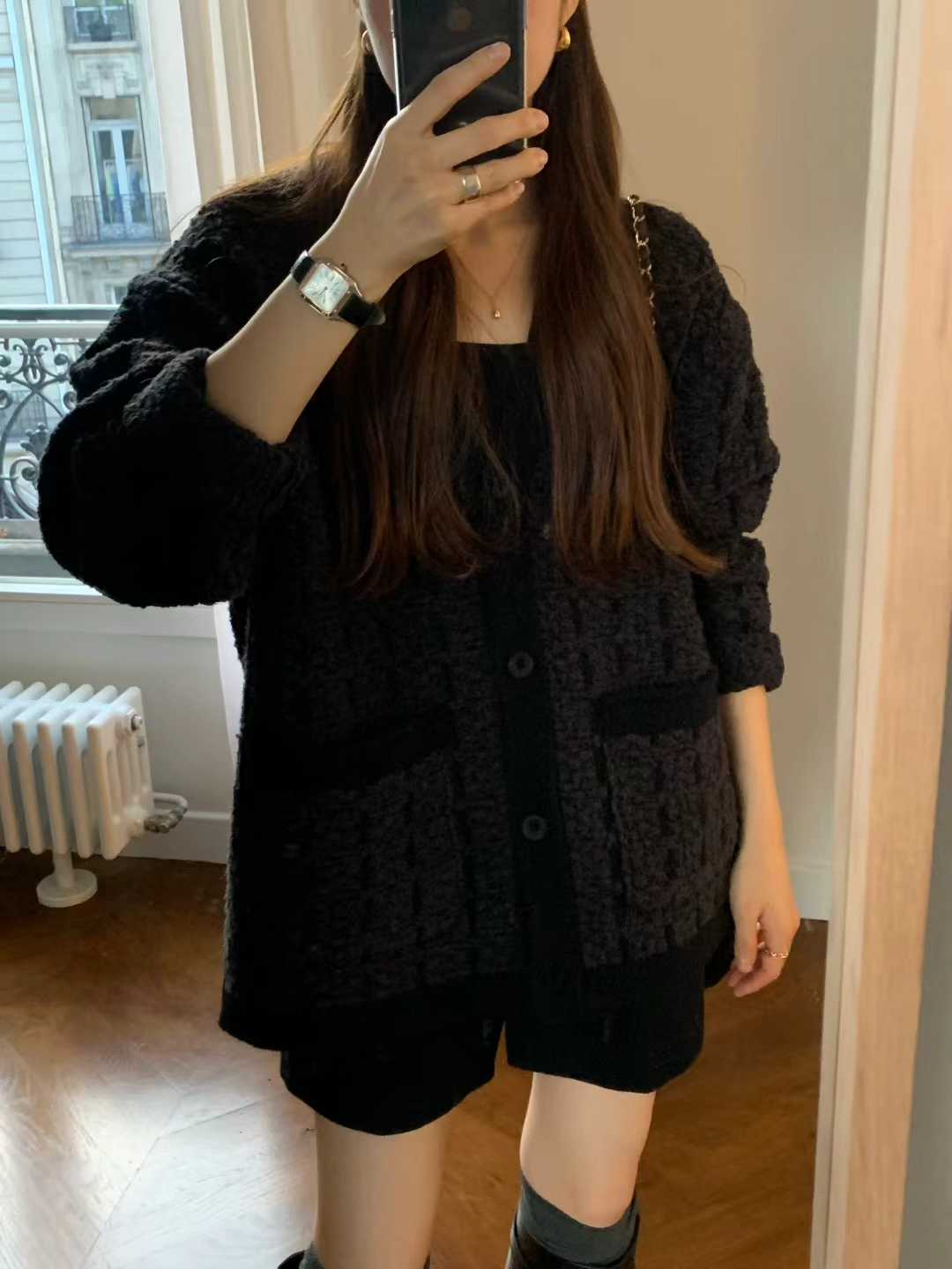 Ounce tweed knit cardigan-2col