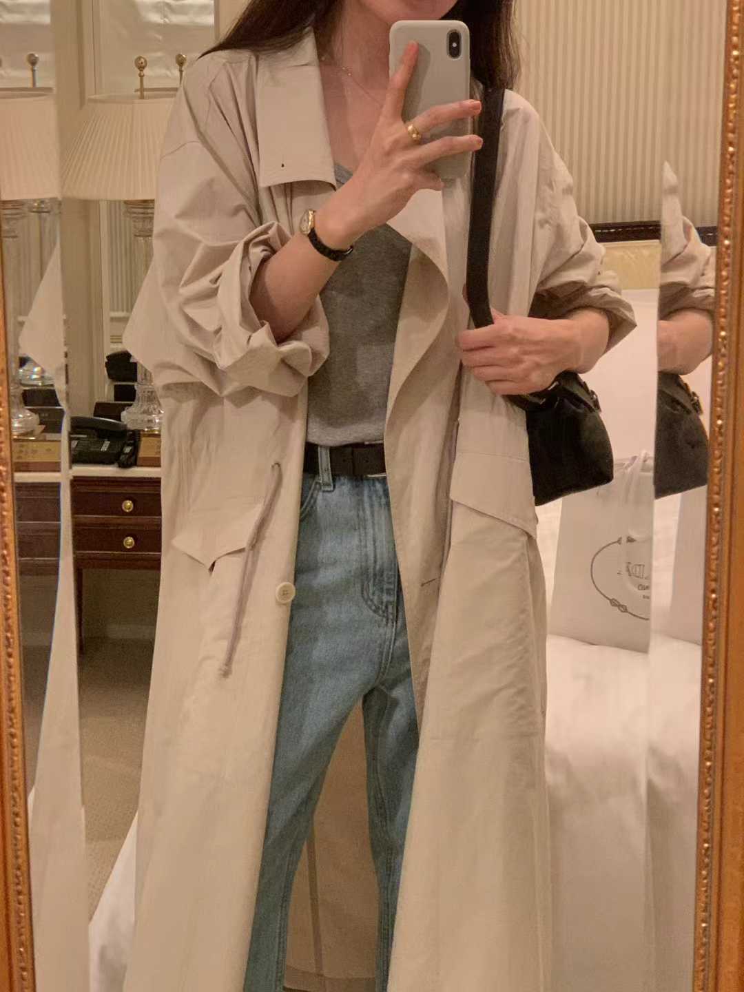 Ounce double hood trench coat
