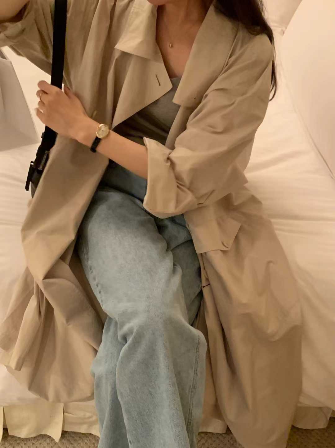 Ounce double hood trench coat
