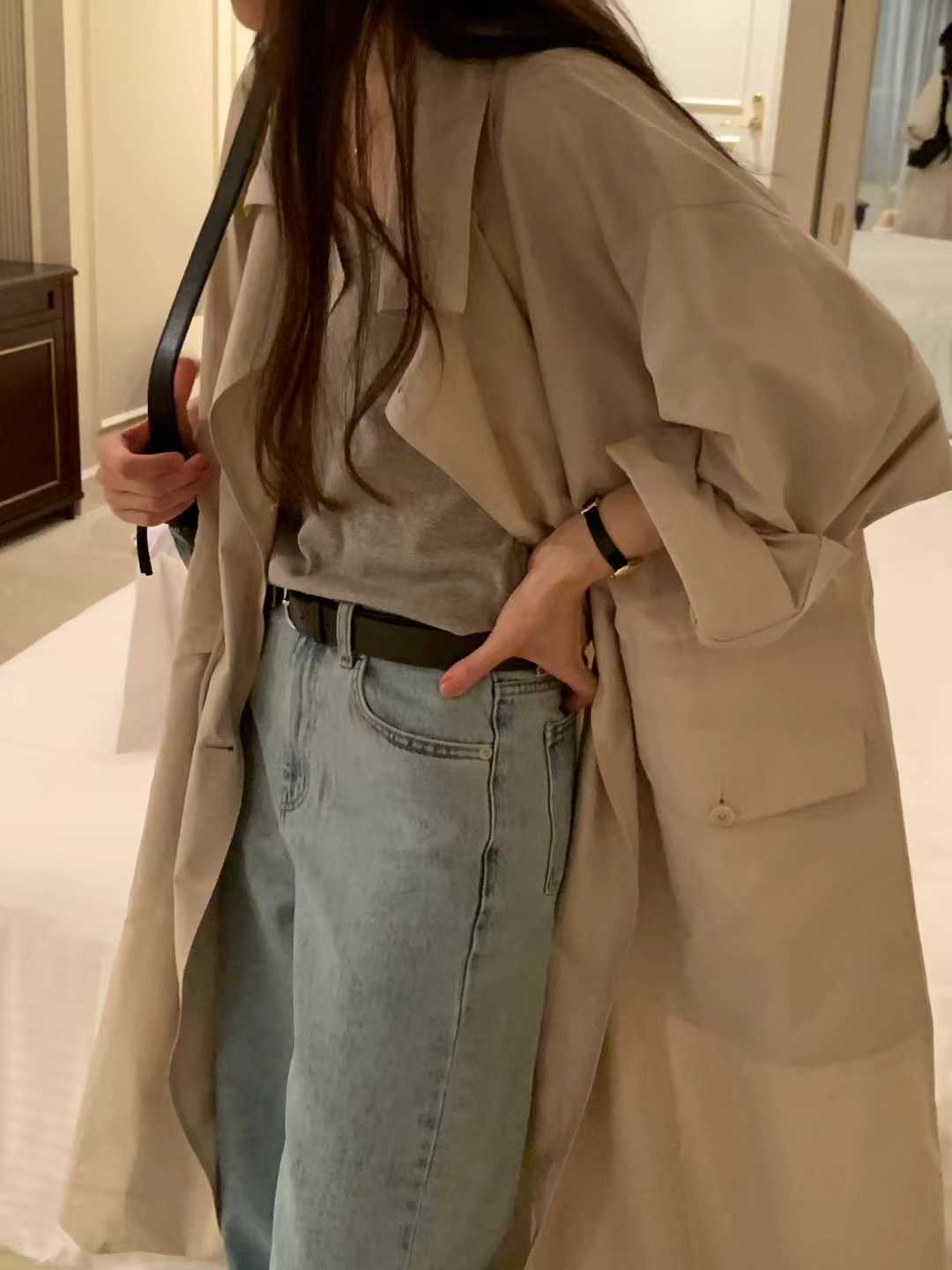 Ounce double hood trench coat