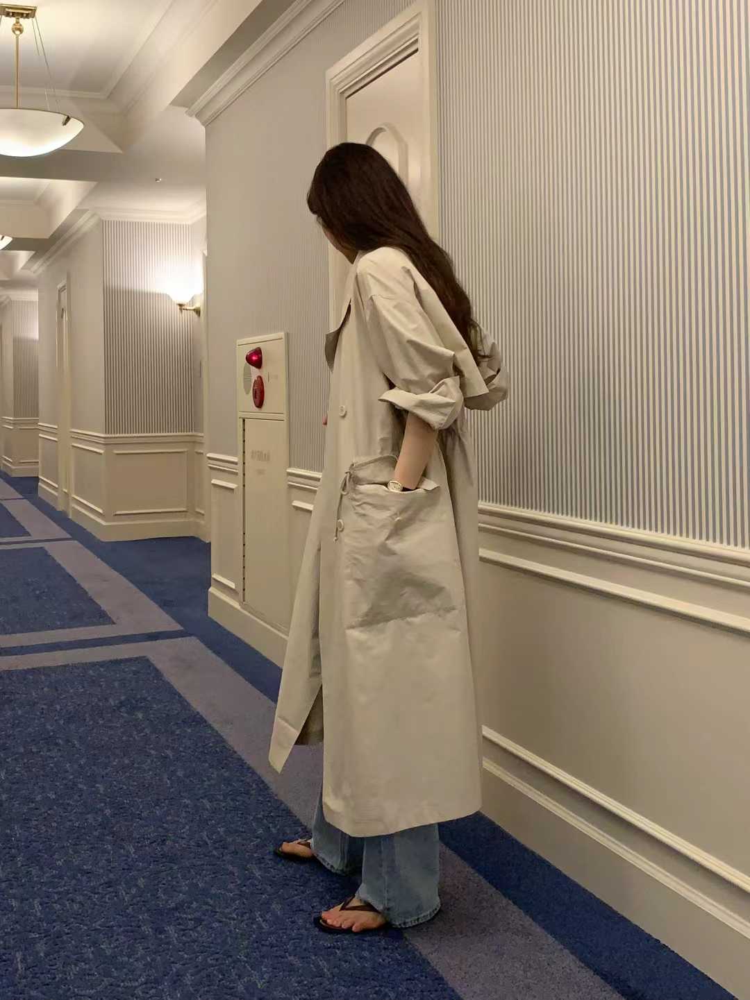 Ounce double hood trench coat