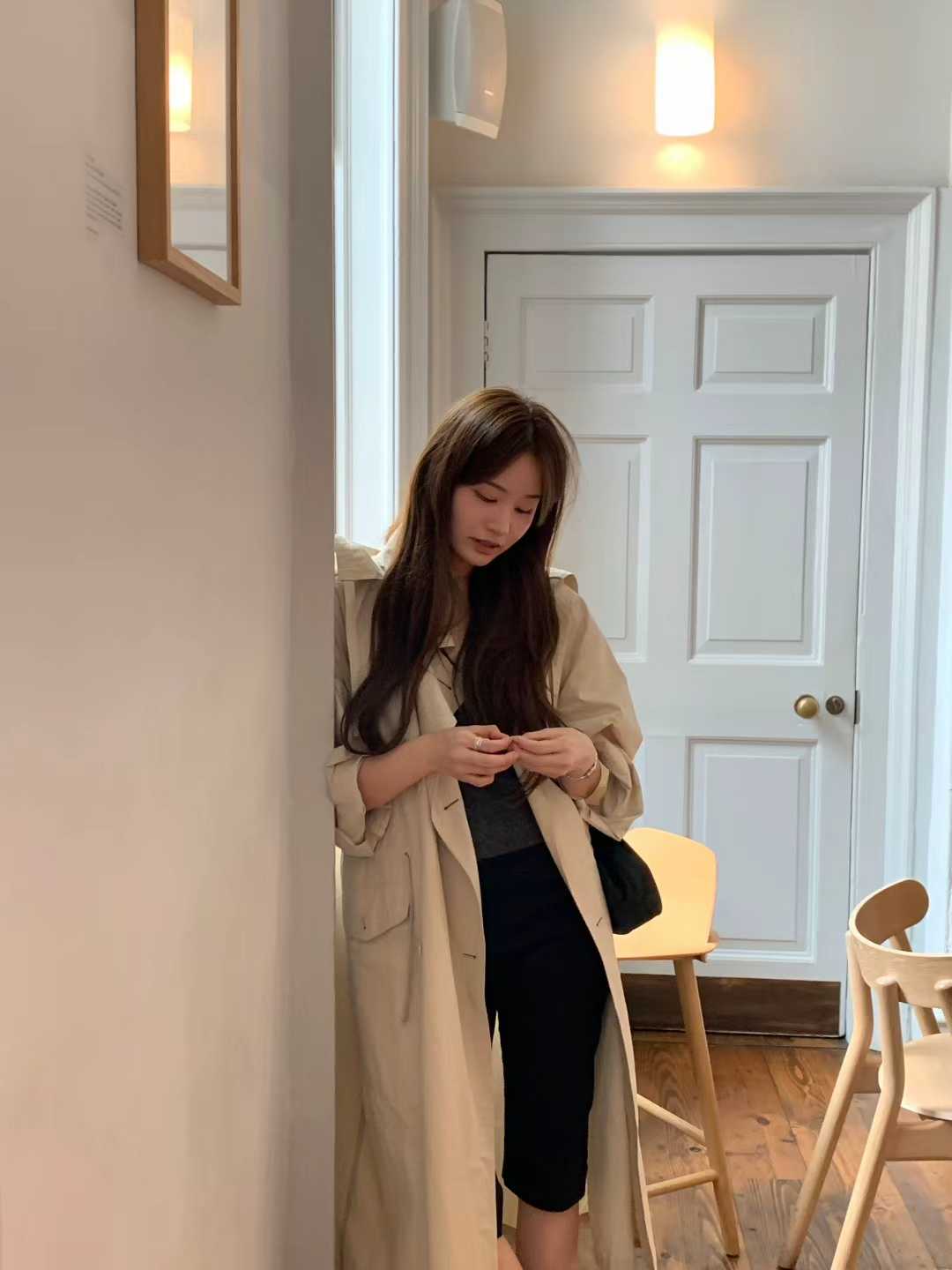 Ounce double hood trench coat