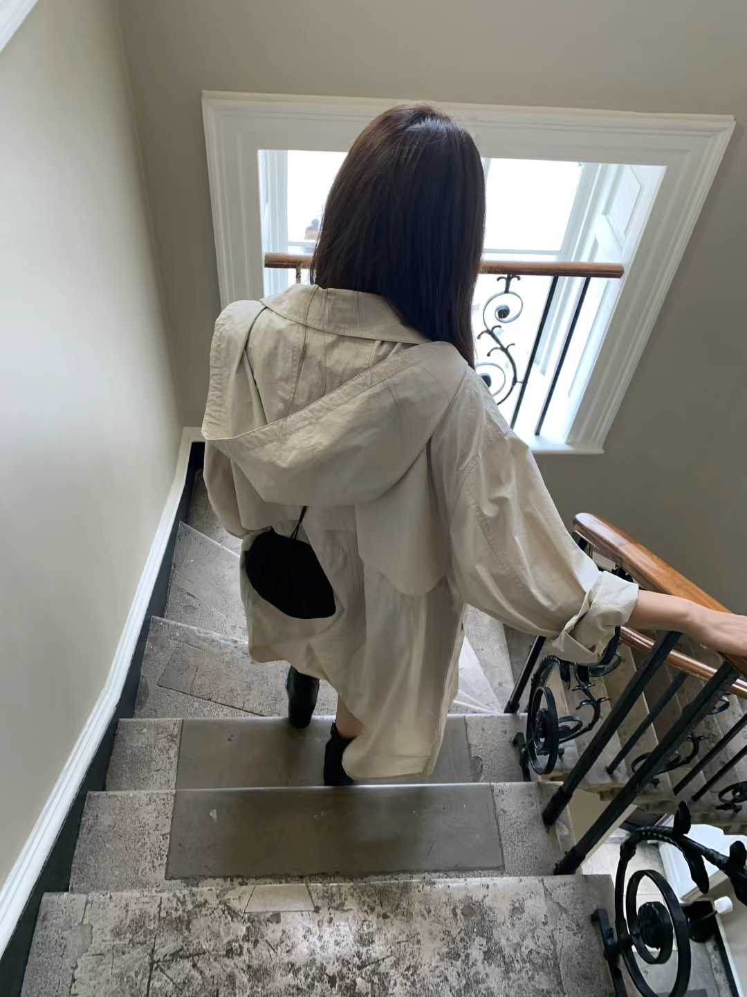 Ounce double hood trench coat