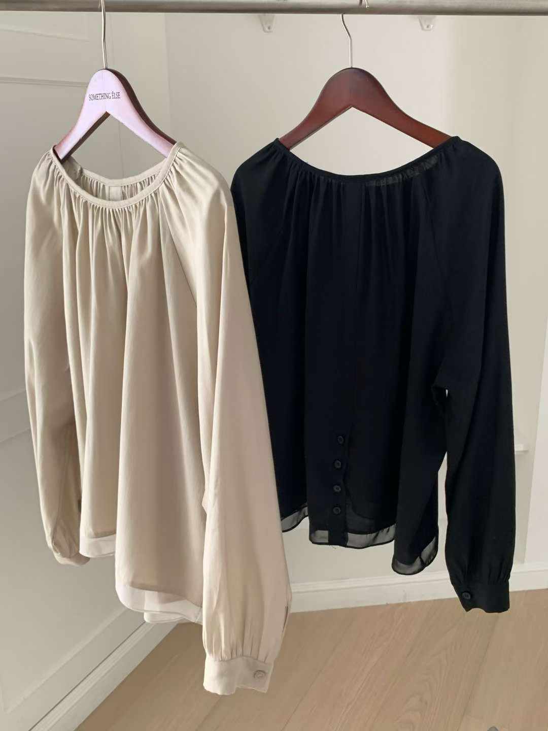 Merry reglan chiffon blouse-2col