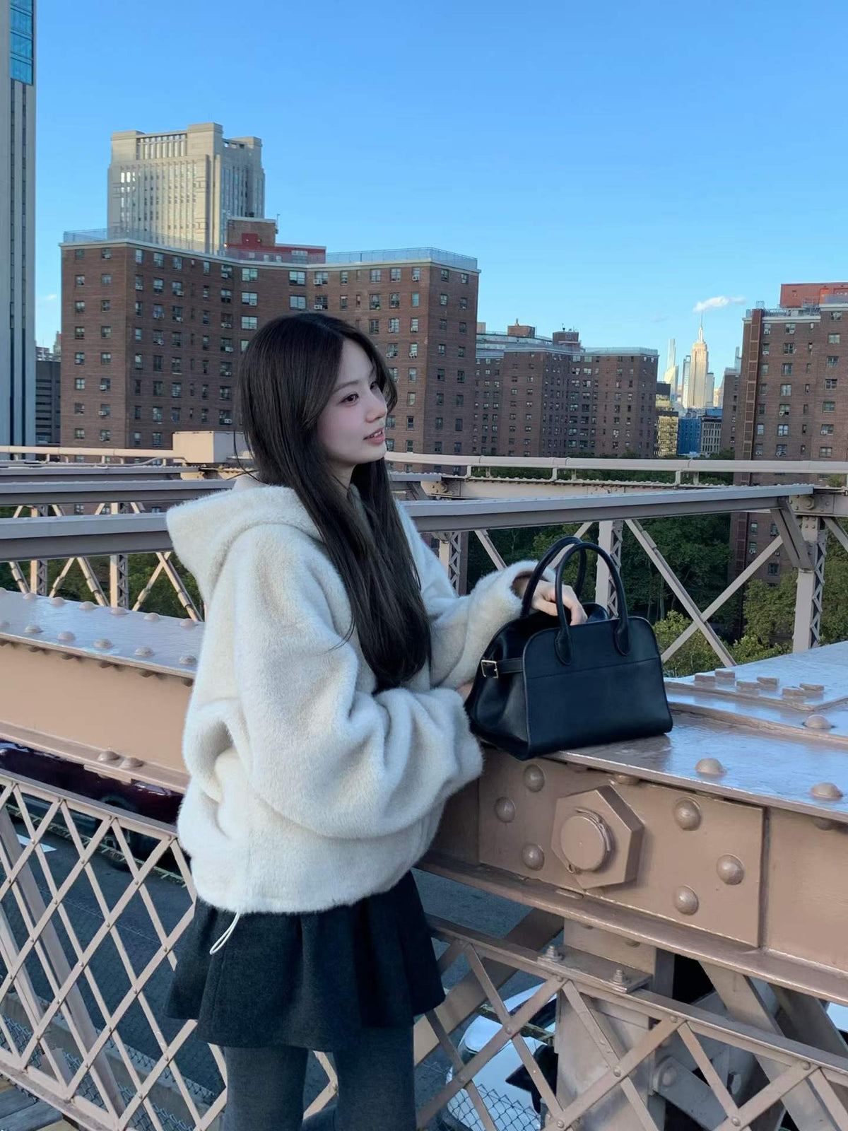 Ounce mink hooded fur zipper jacket