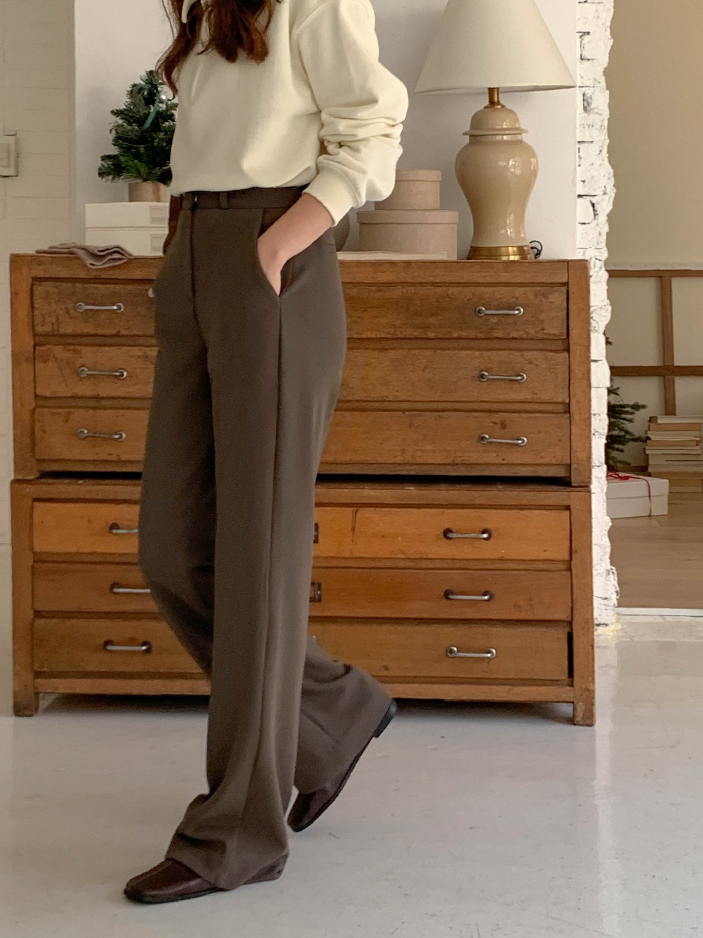 Bootcut gimo slacks-2col/ショート丈あり