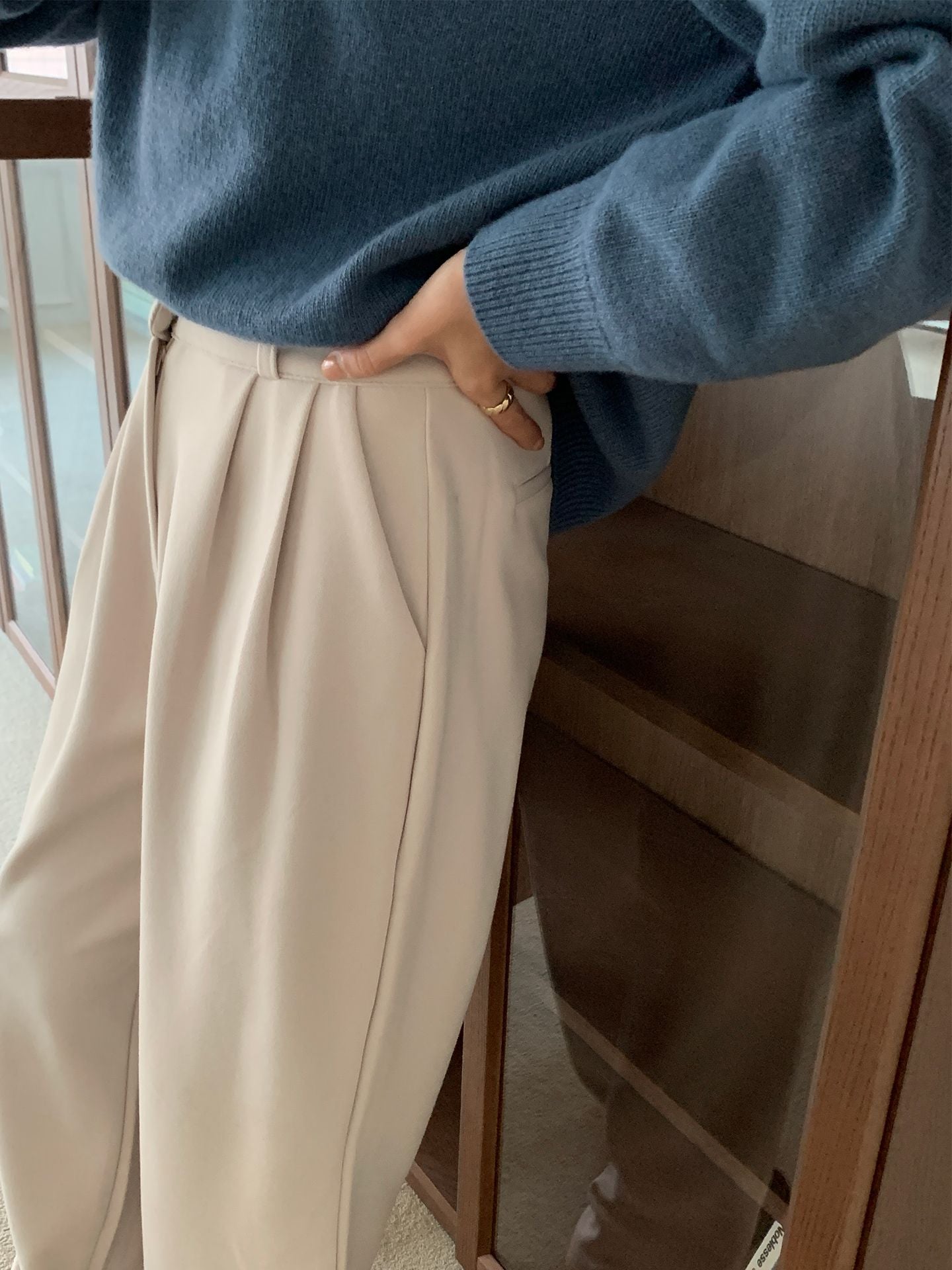 two-pin tuck wide gimo slacks-3col/ショート丈あり