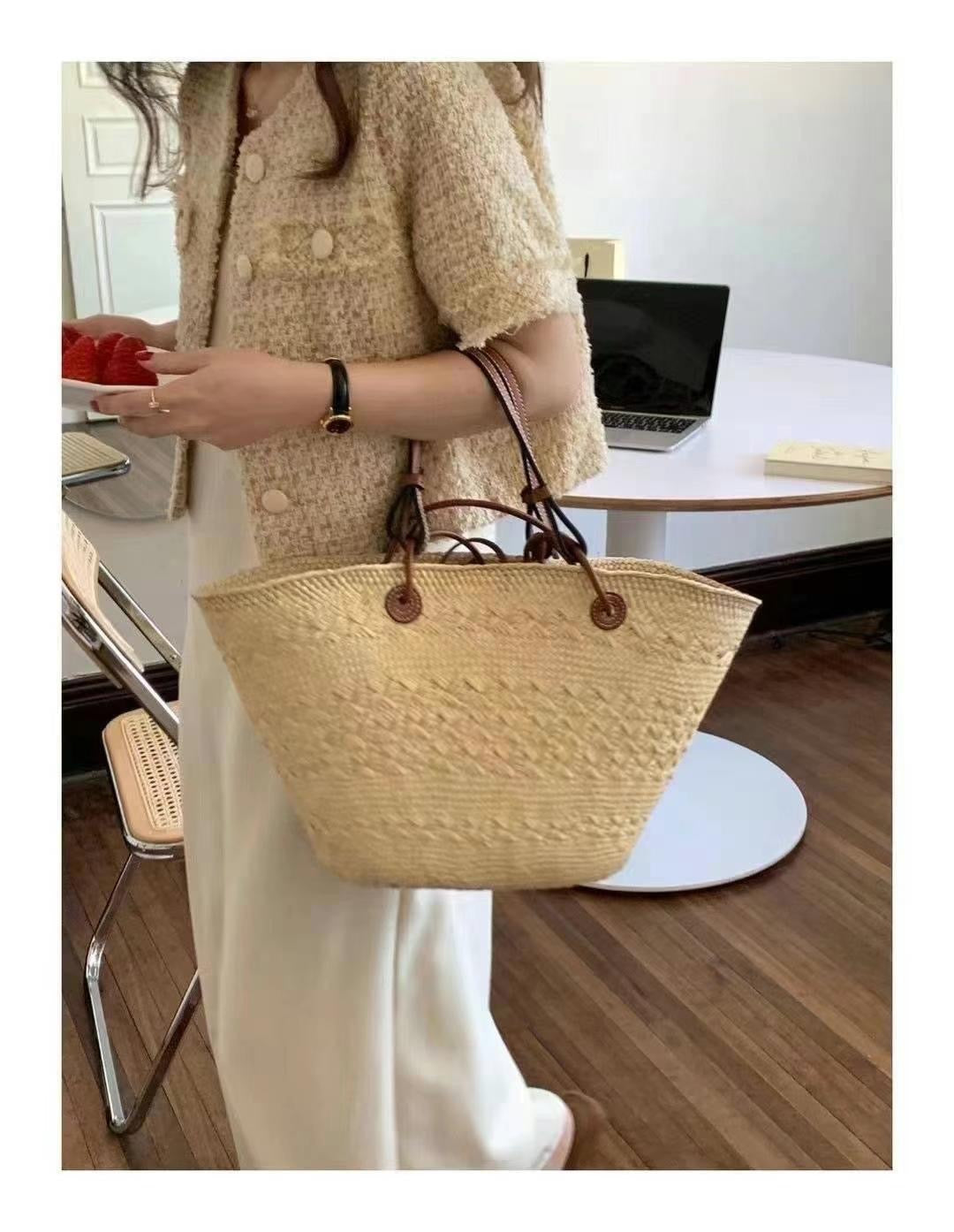 riu rちゃん Ribbon rattan basket bag - トートバッグ