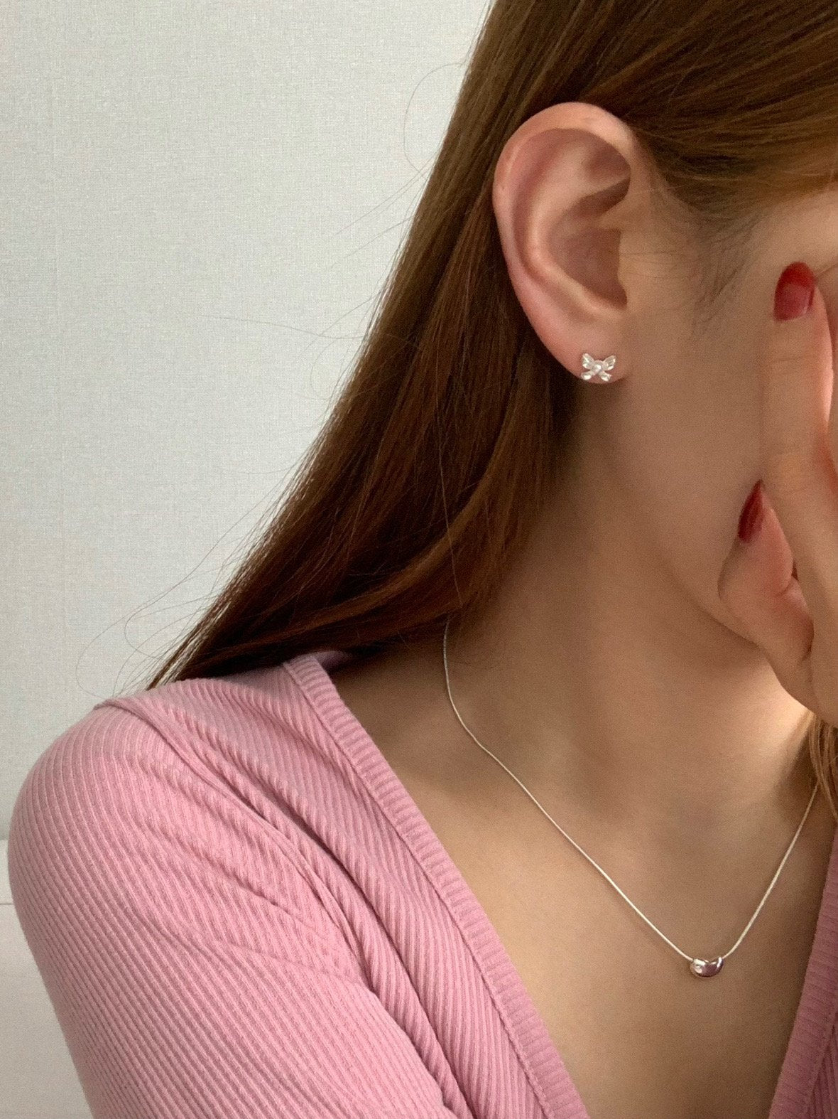 Pearl ribbon earring-2col