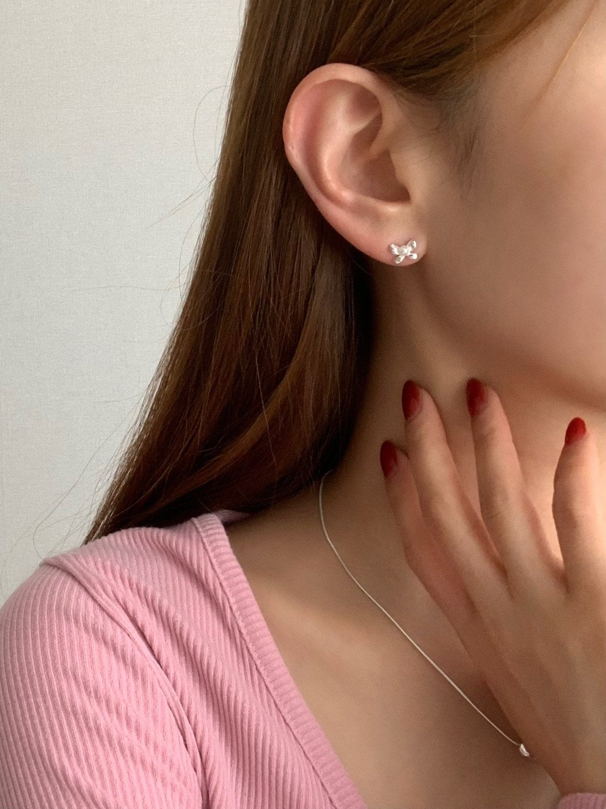 Pearl ribbon earring-2col