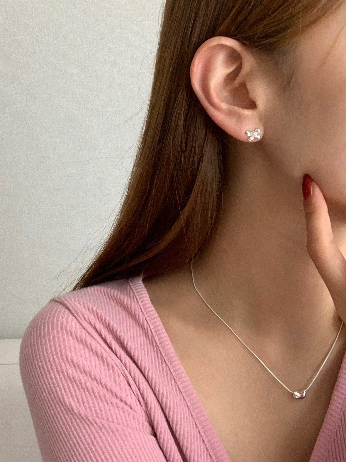 Pearl ribbon earring-2col