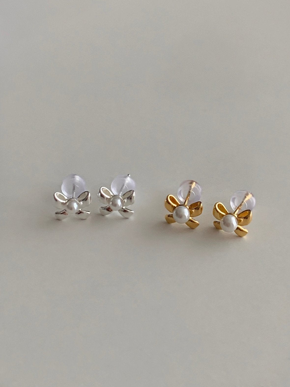Pearl ribbon earring-2col