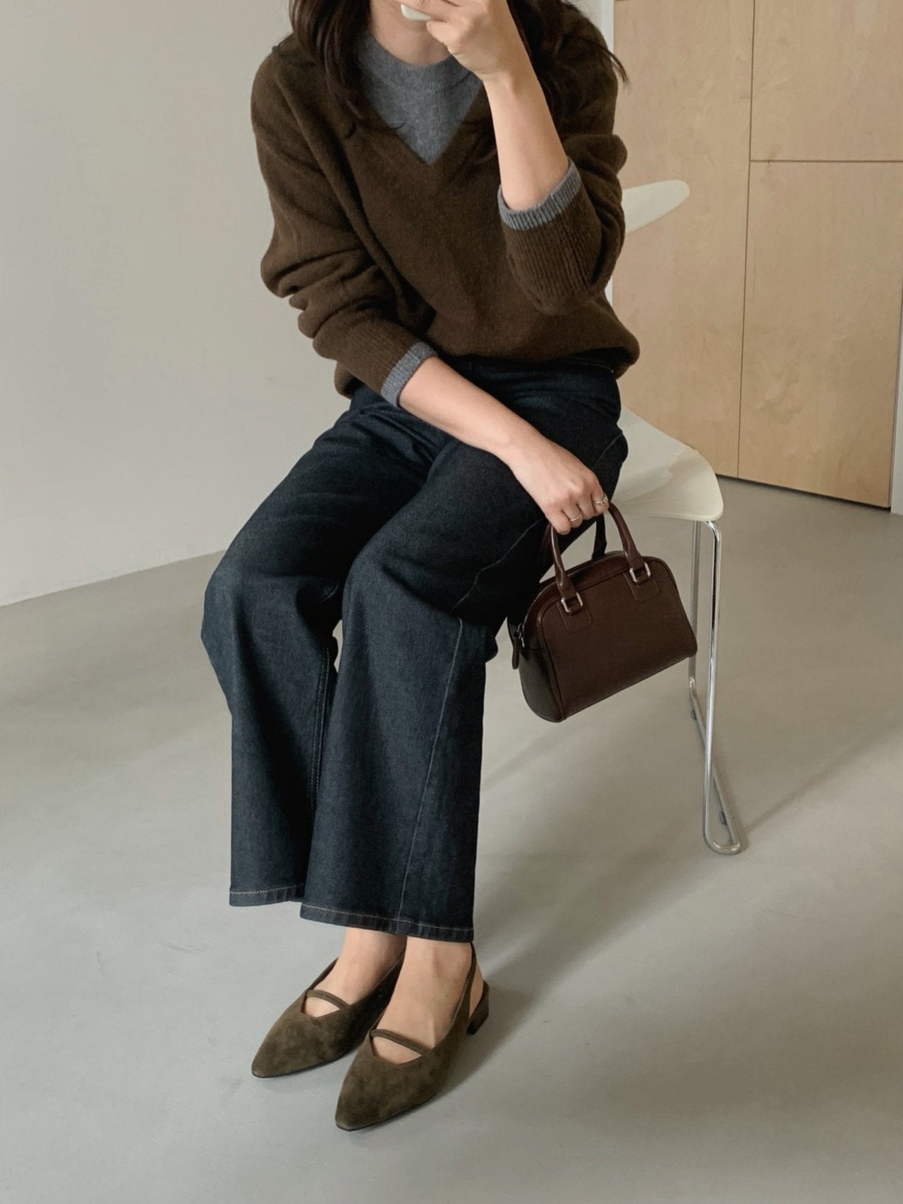 real pig skin line sling back