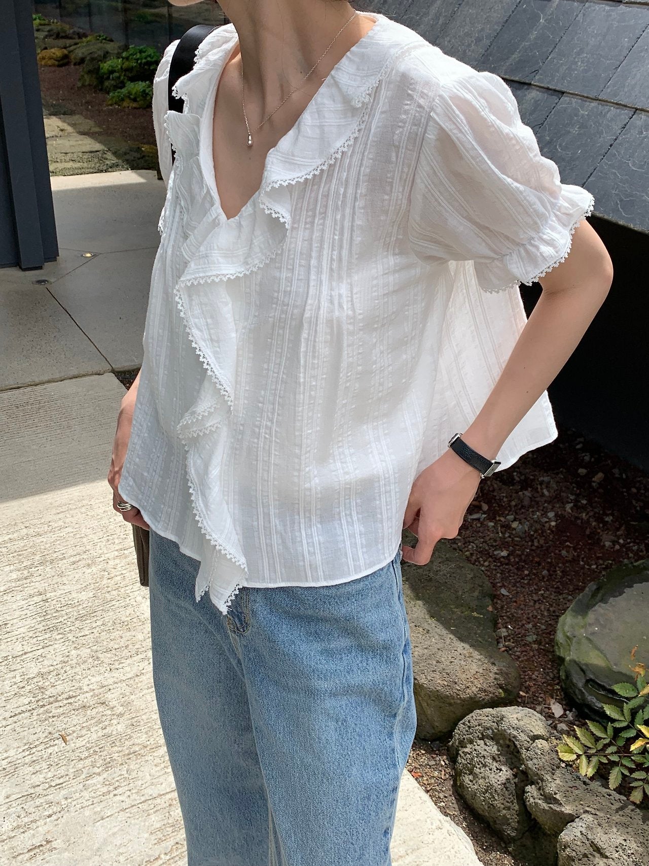 Lou Frill Pintuck Blouse