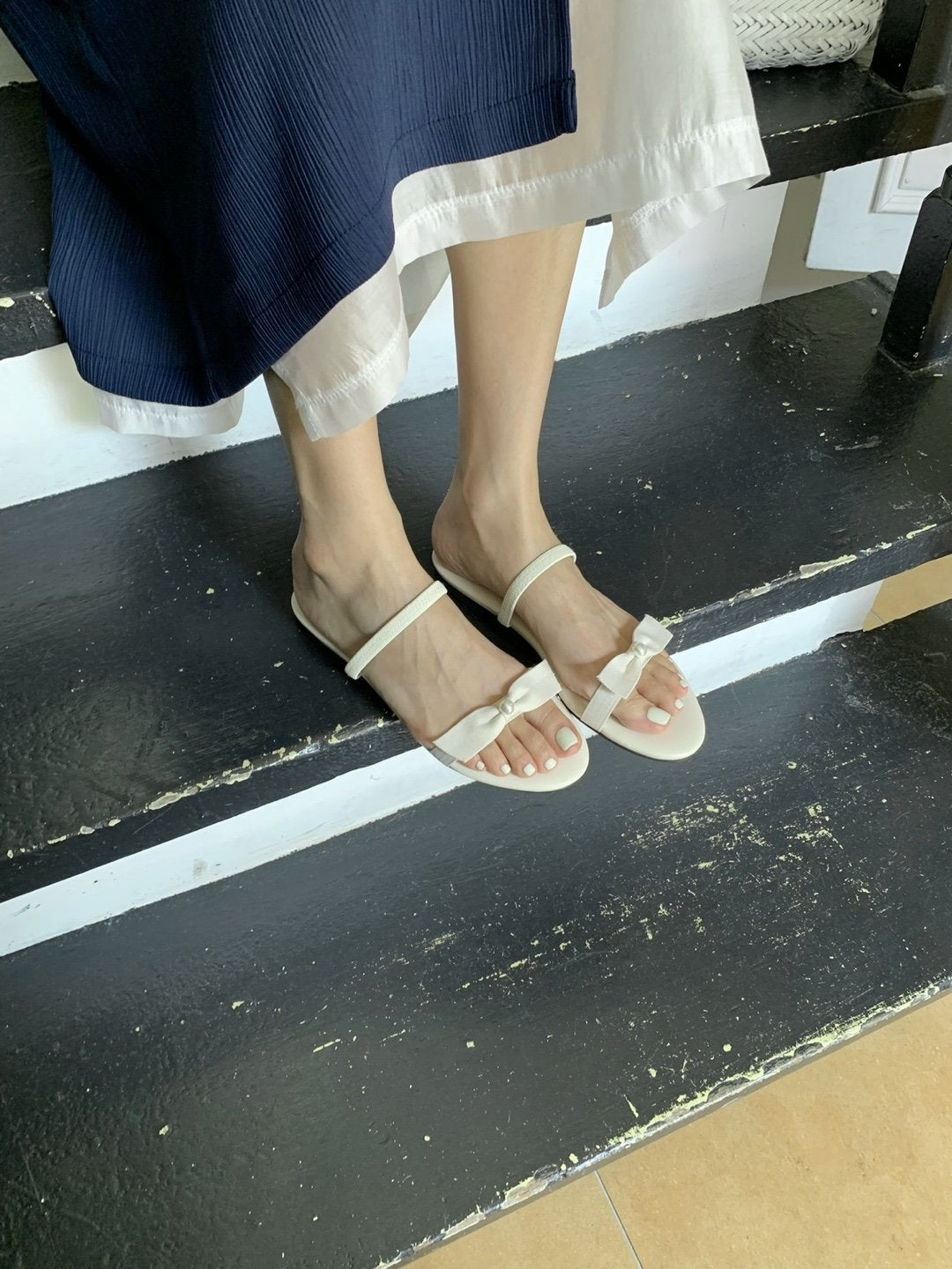 pearl banding slippers-2col