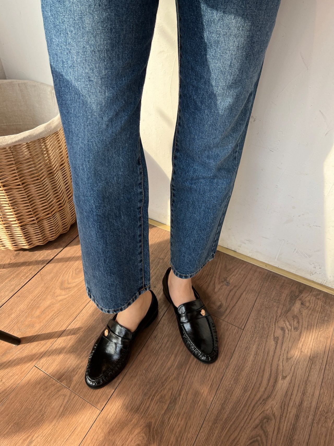 Burnett gold button loafers