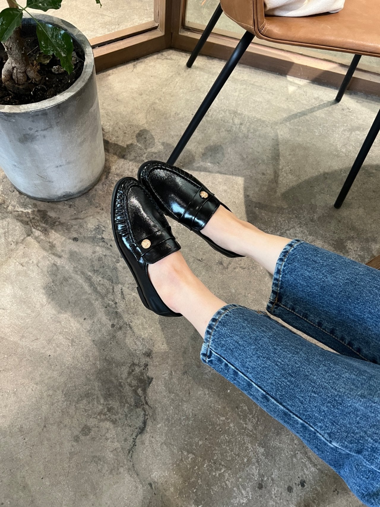 Burnett gold button loafers