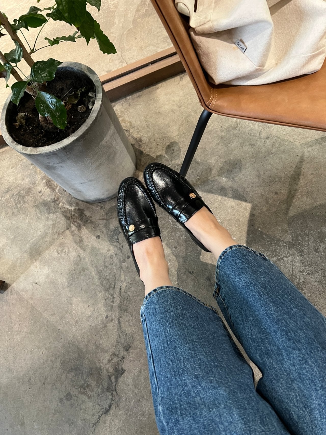 Burnett gold button loafers