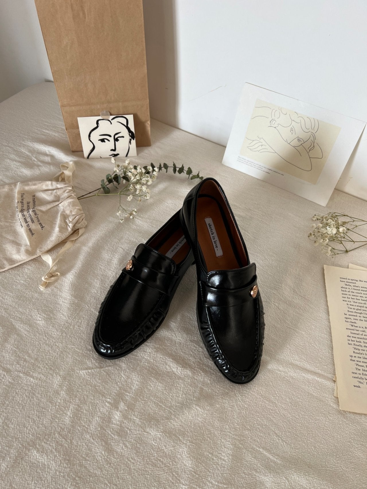 Burnett gold button loafers