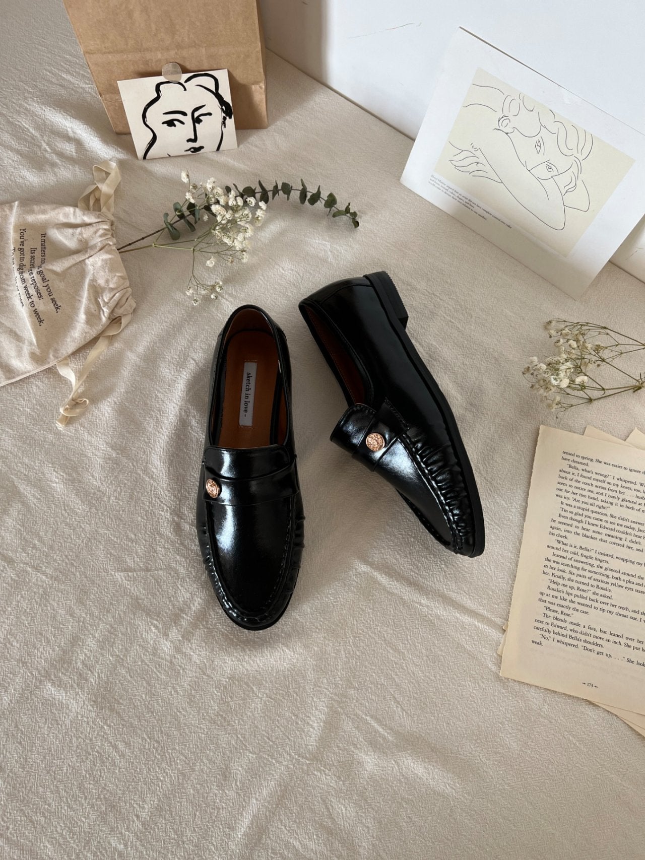 Burnett gold button loafers