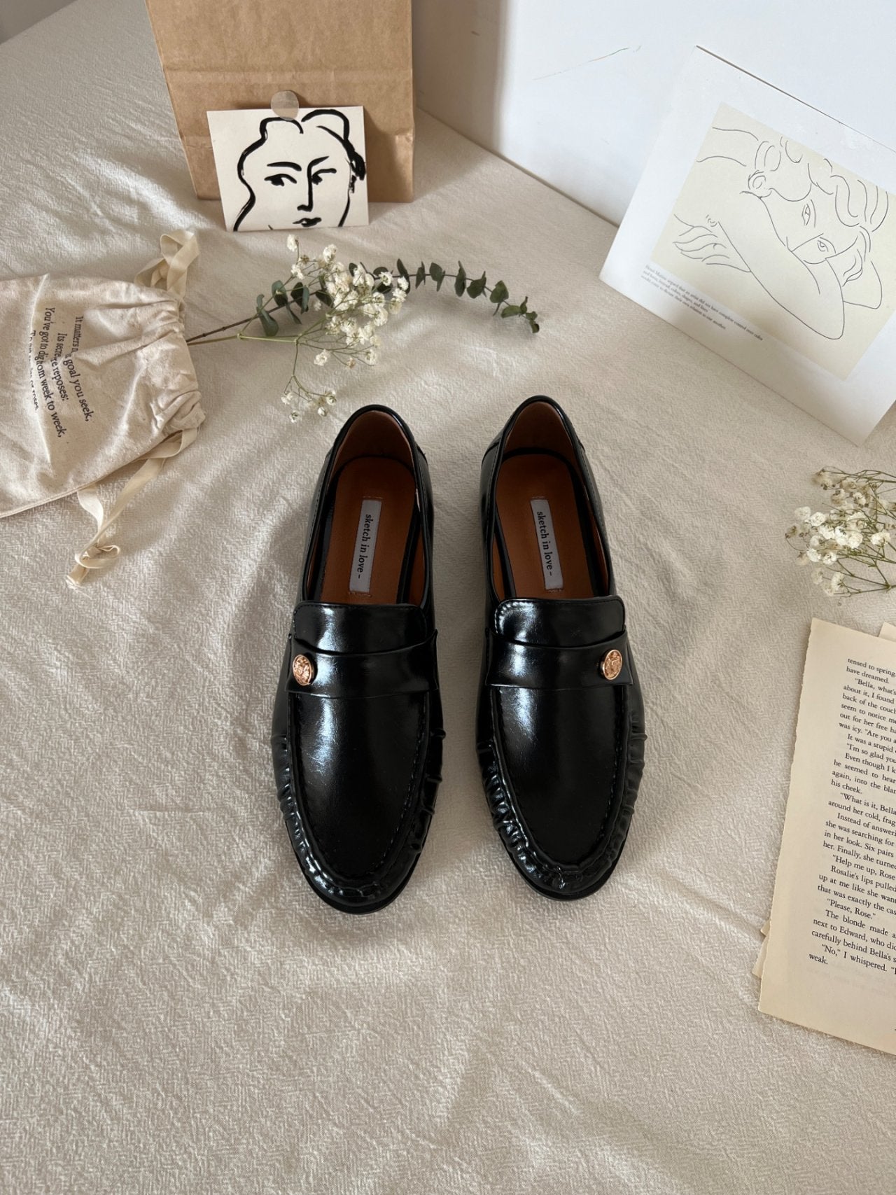 Burnett gold button loafers