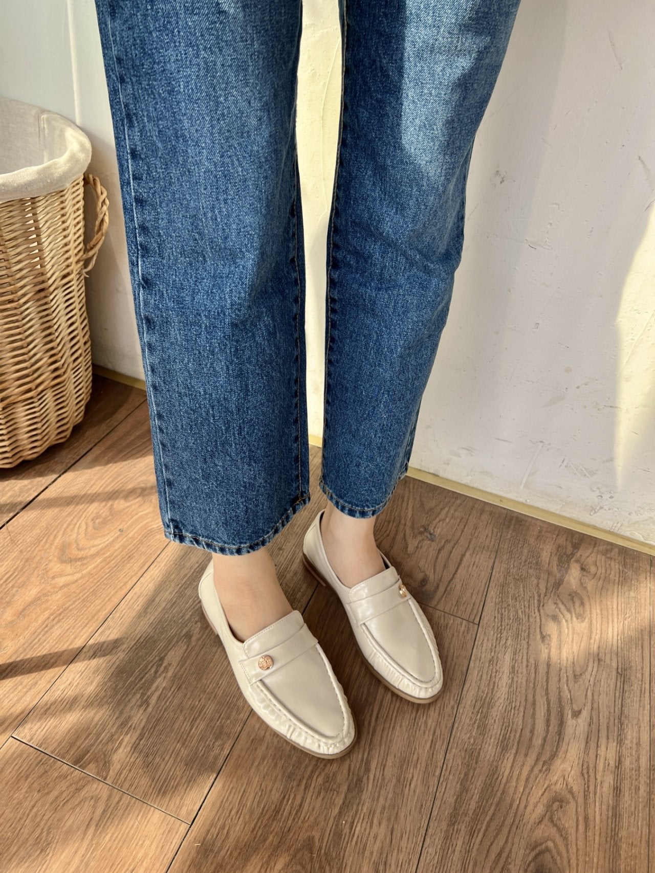 Burnett gold button loafers