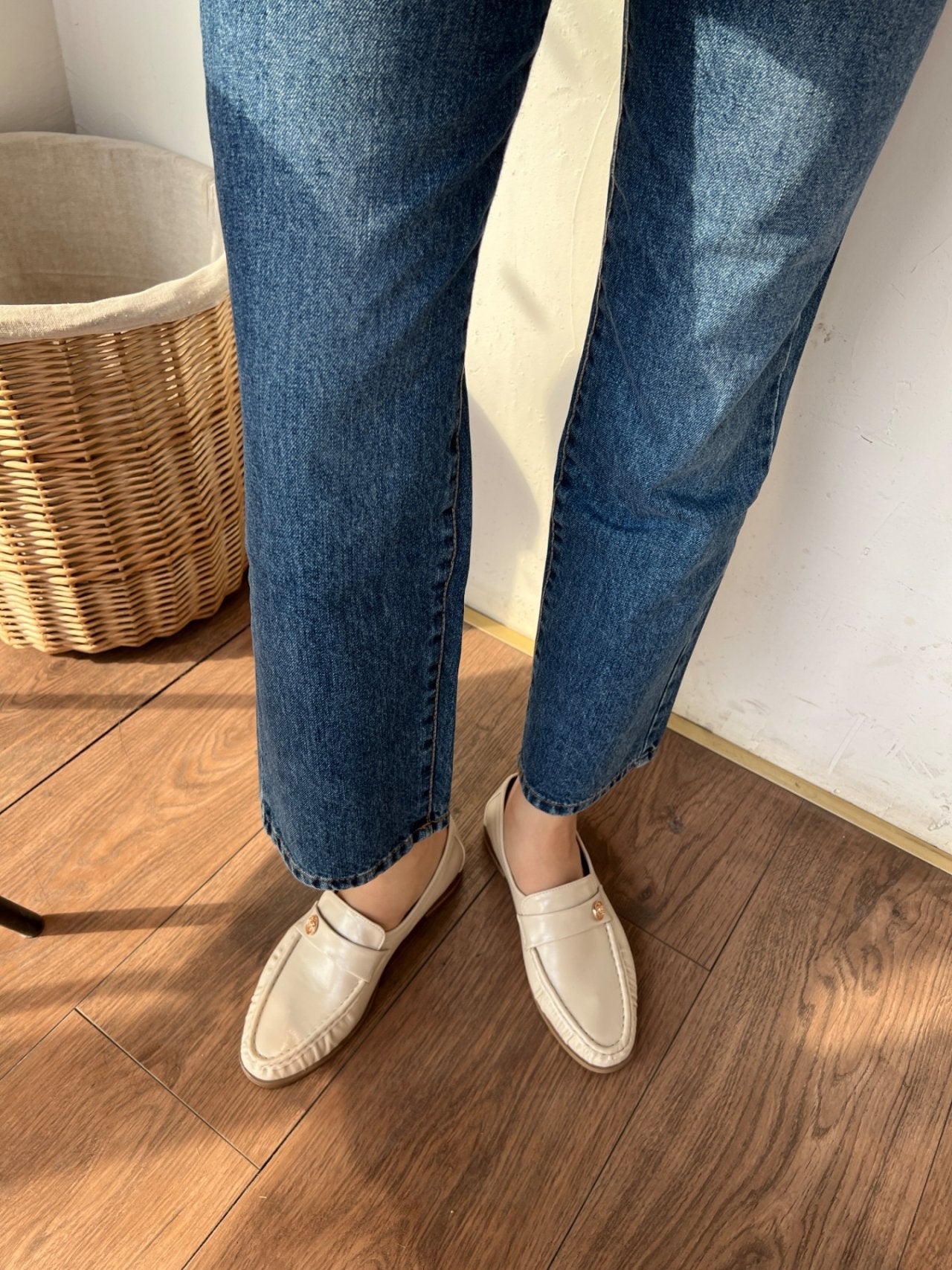 Burnett gold button loafers