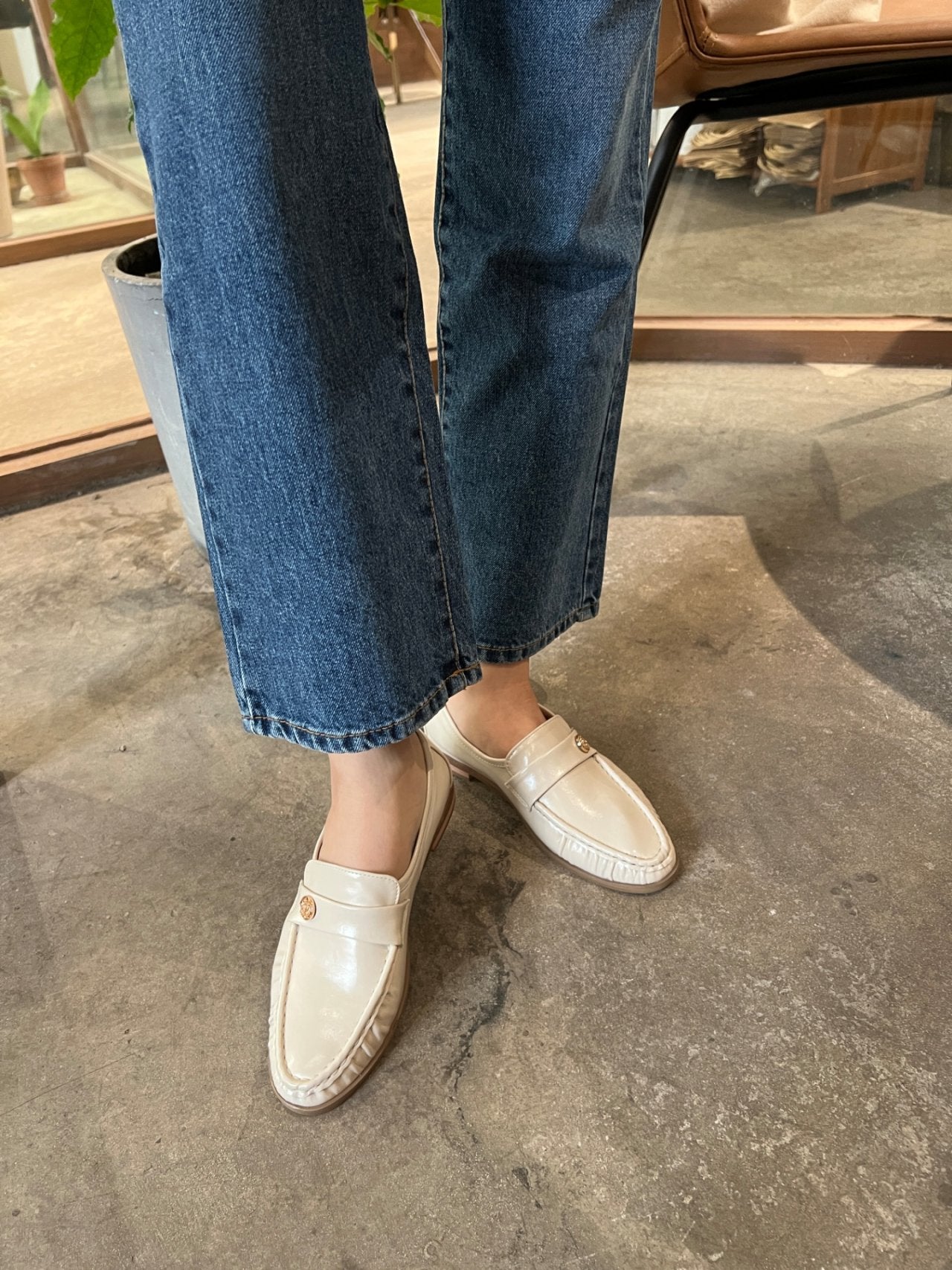 Burnett gold button loafers