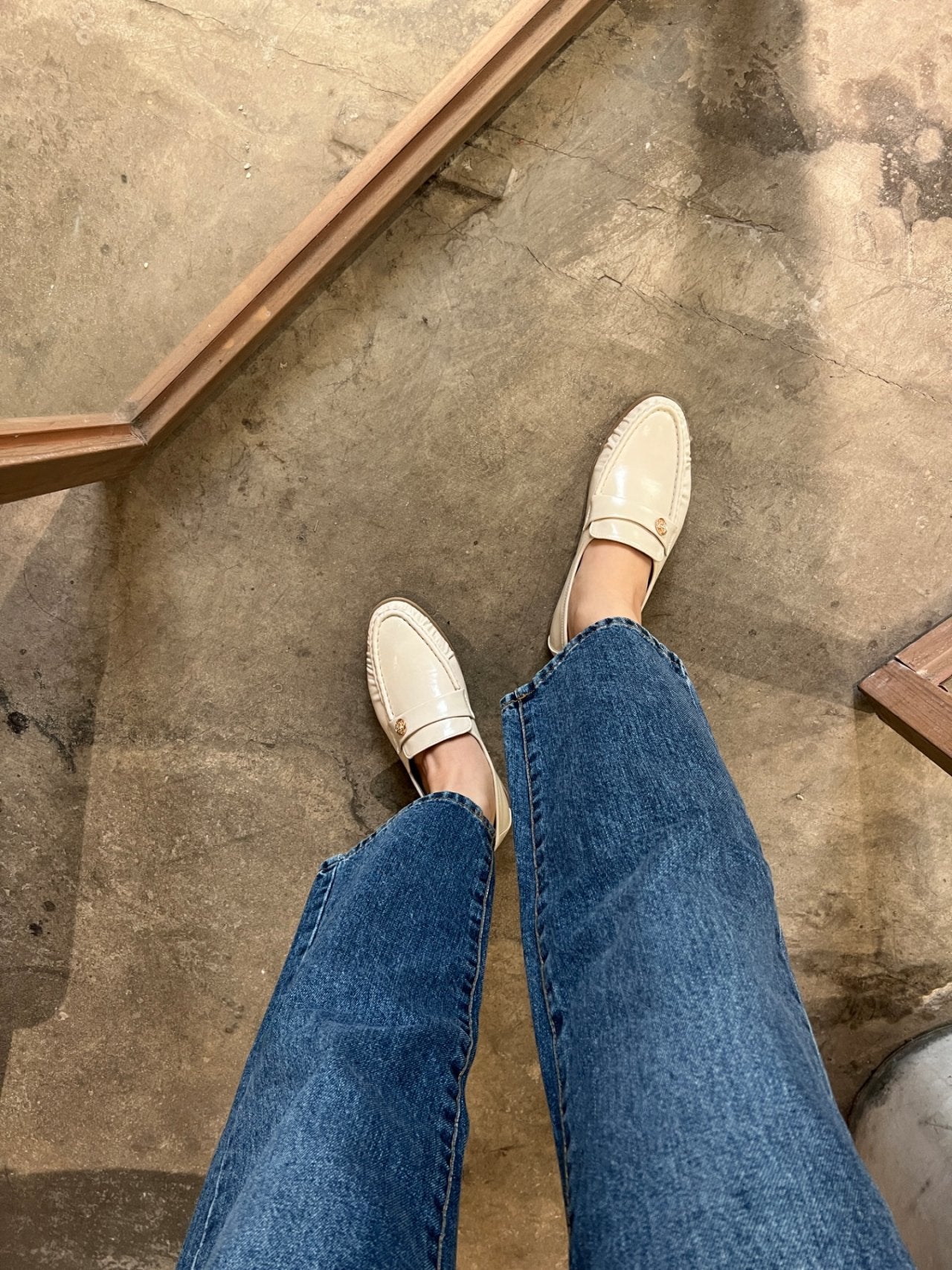 Burnett gold button loafers