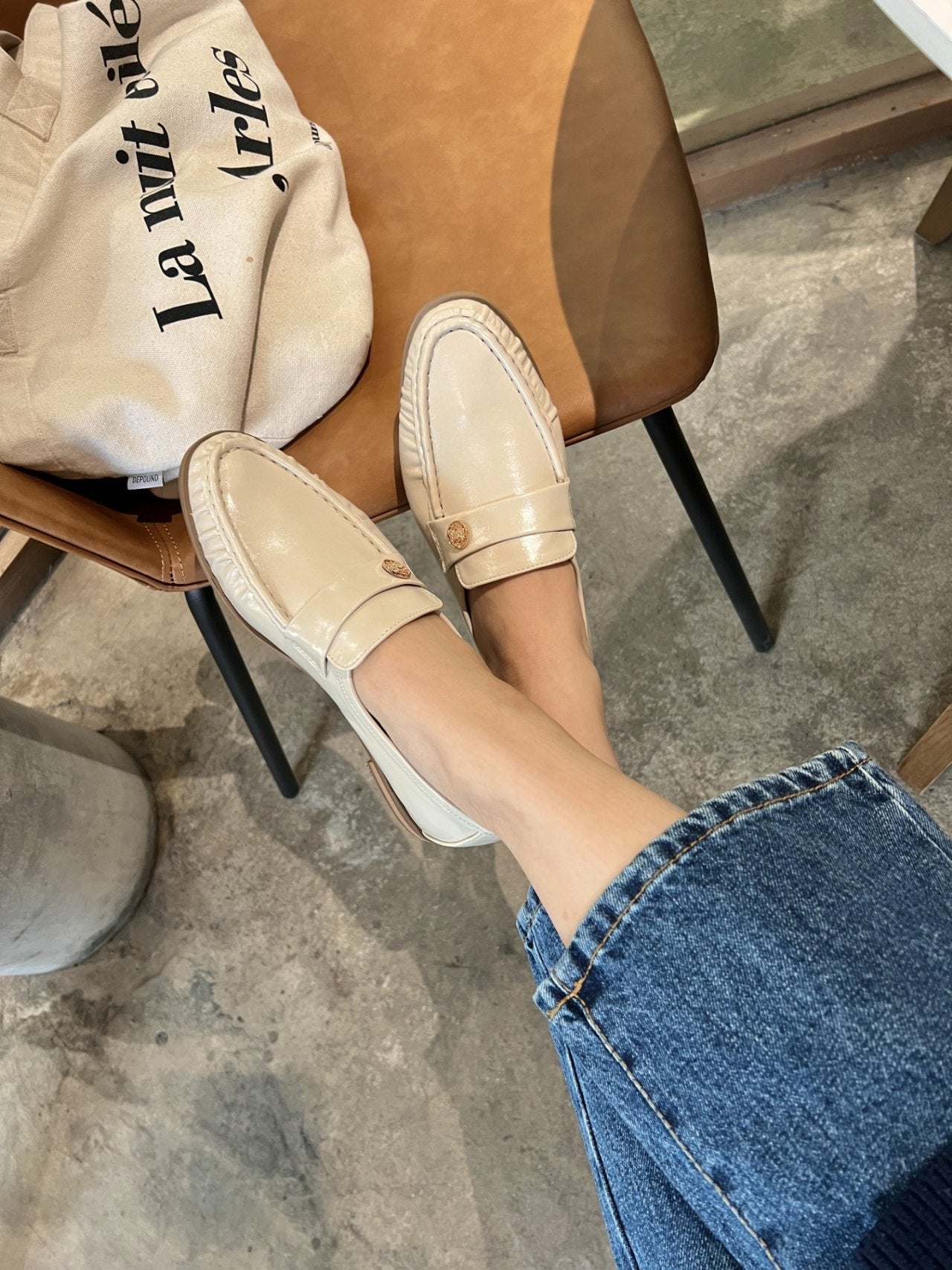 Burnett gold button loafers