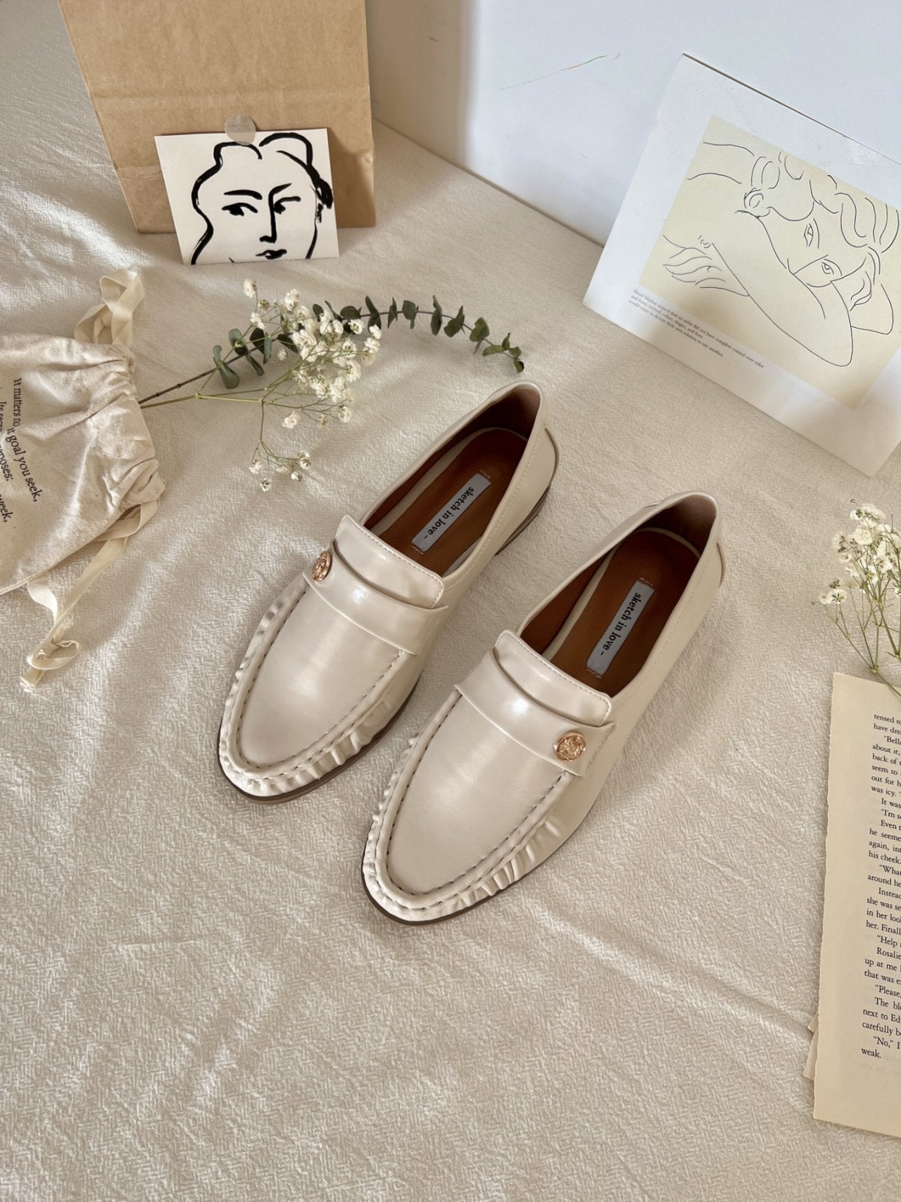Burnett gold button loafers