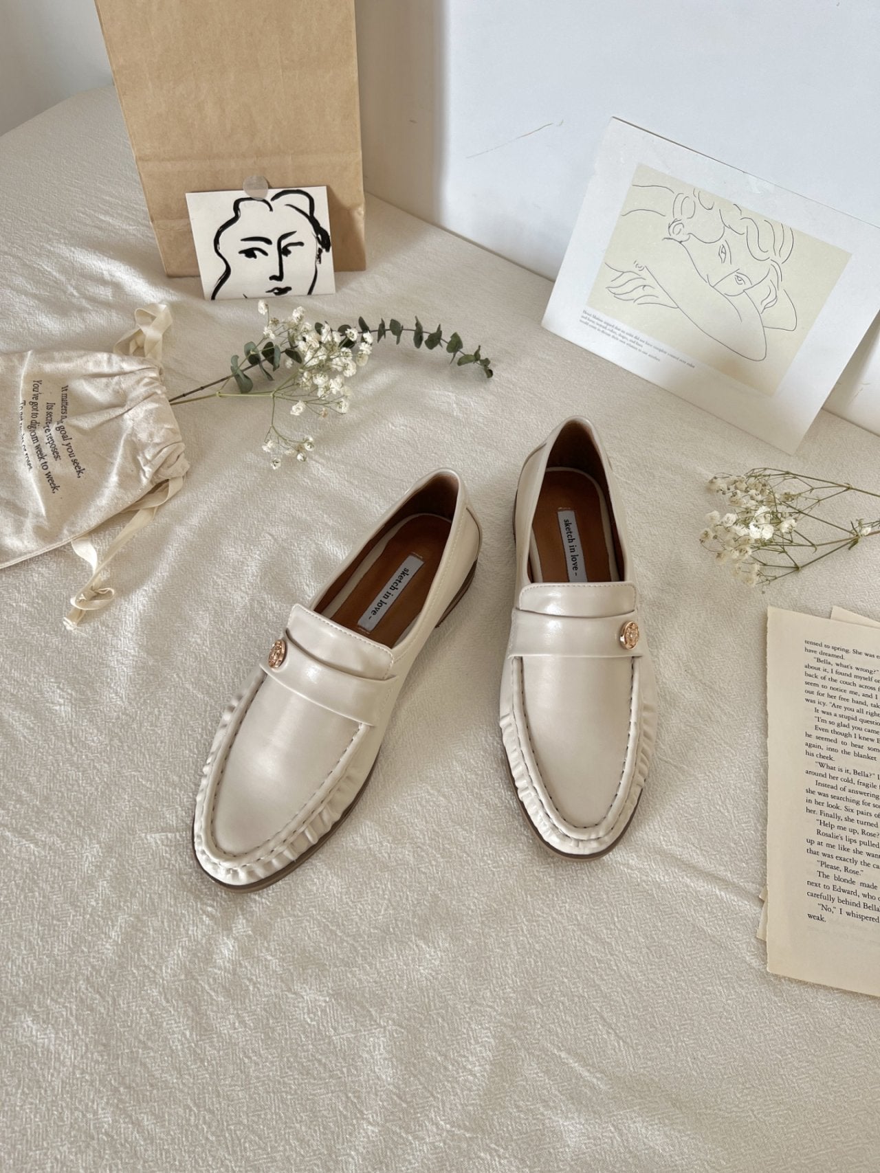 Burnett gold button loafers