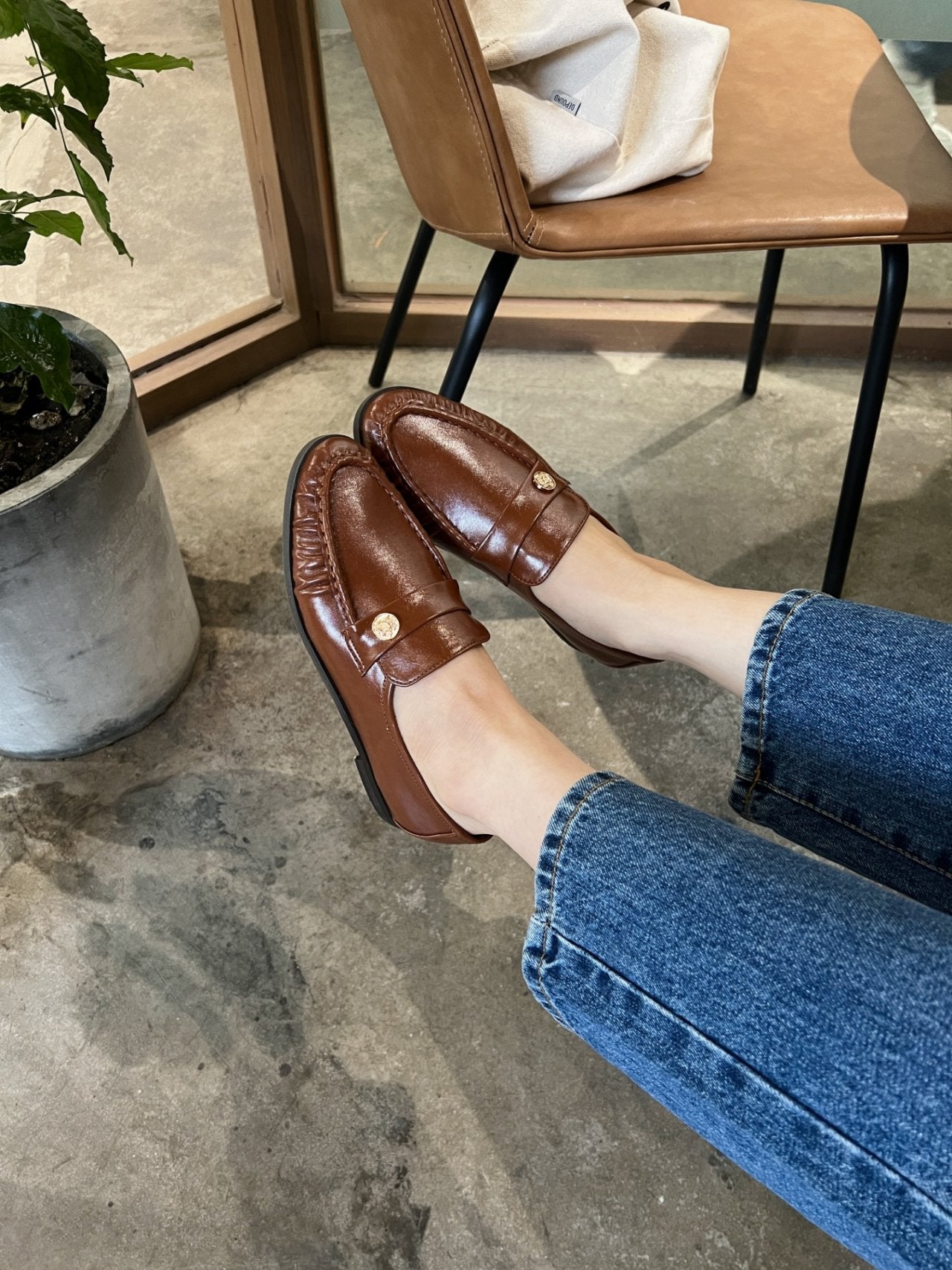 Burnett gold button loafers