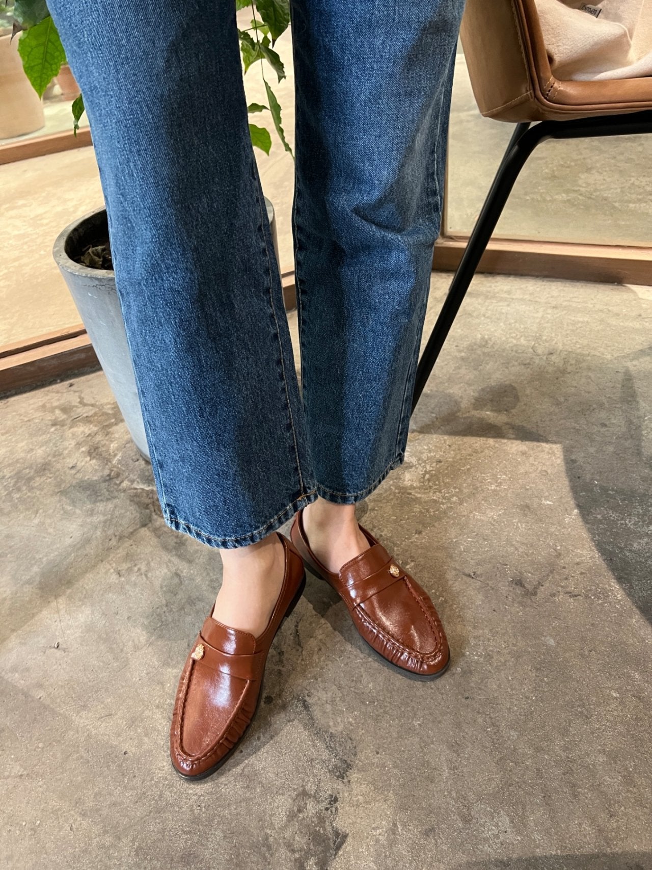 Burnett gold button loafers