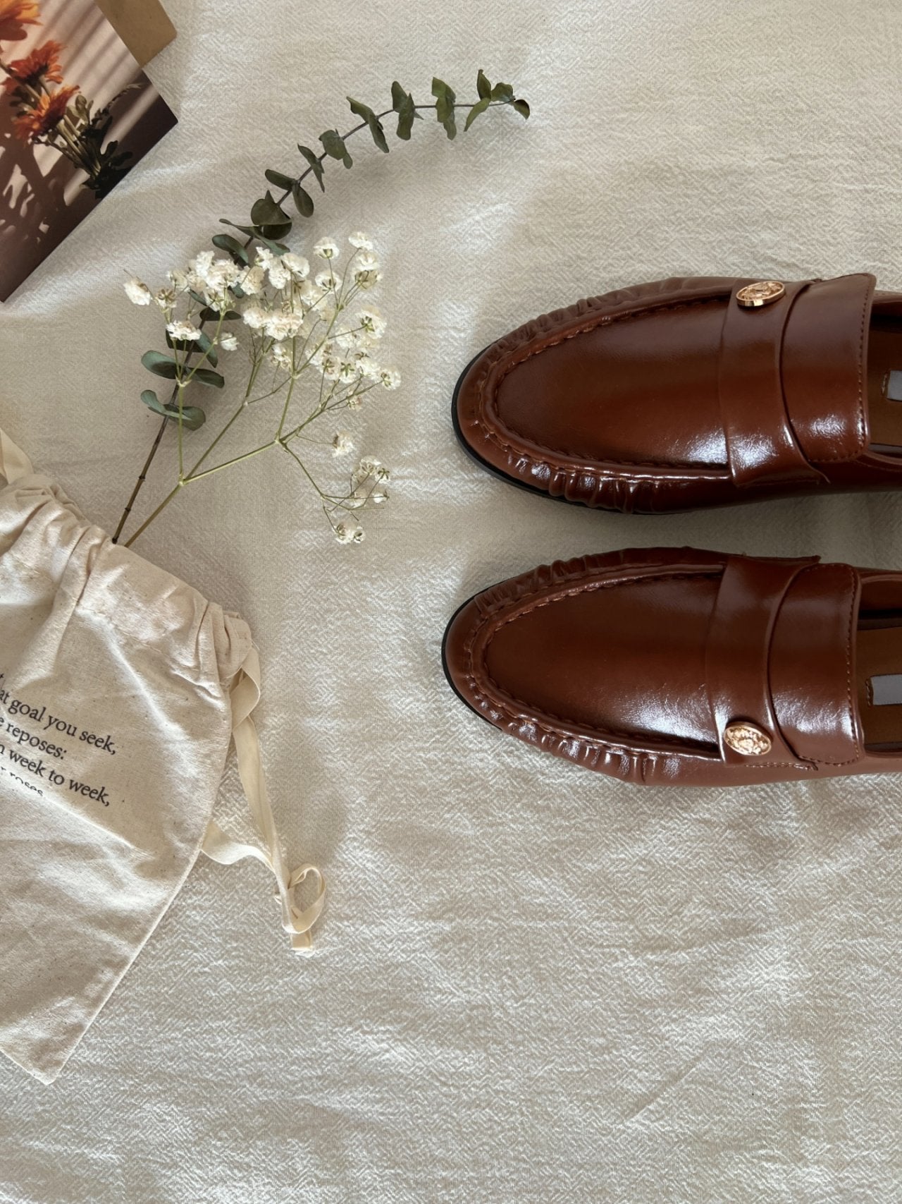 Burnett gold button loafers