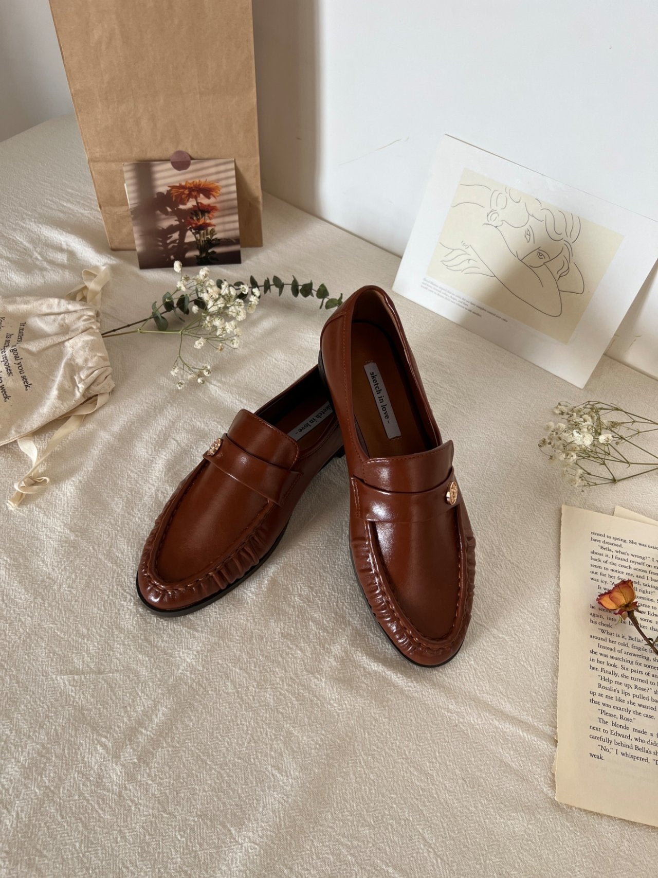 Burnett gold button loafers