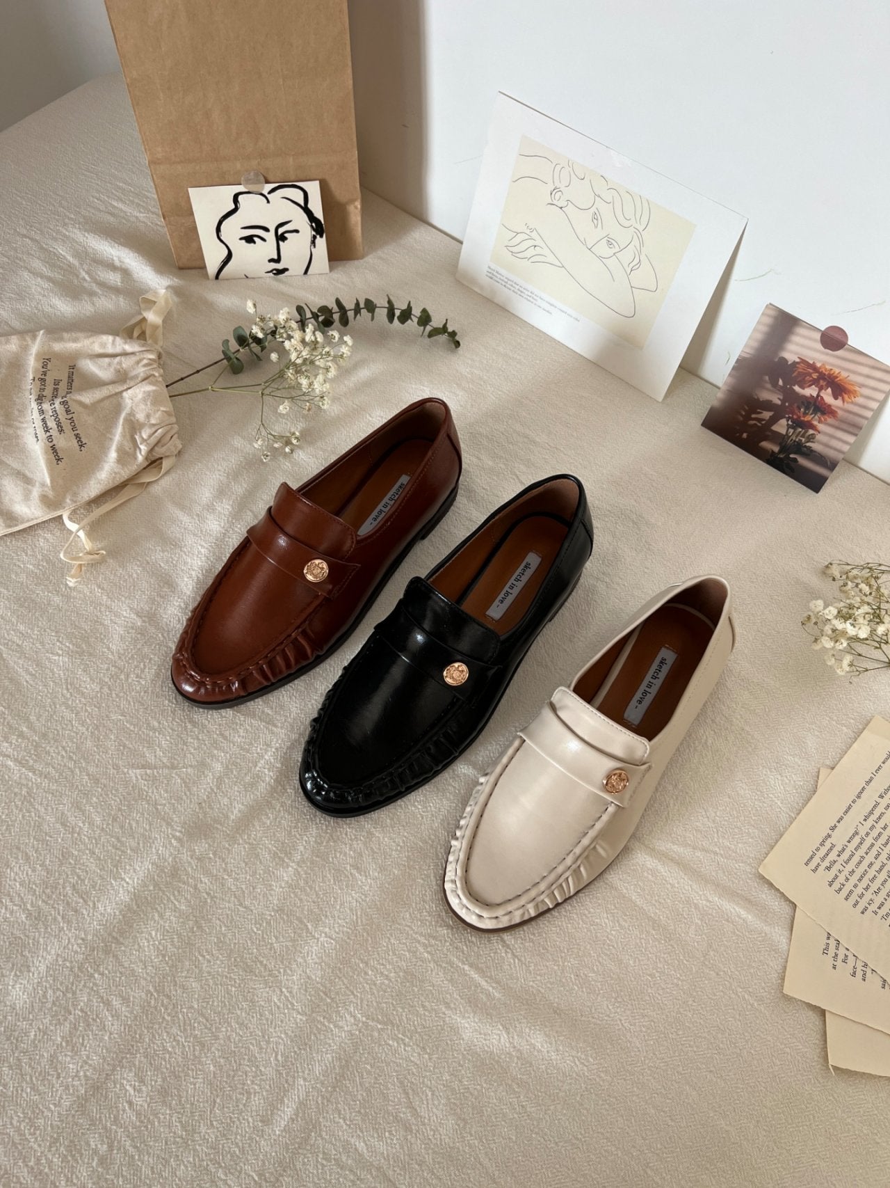 Burnett gold button loafers